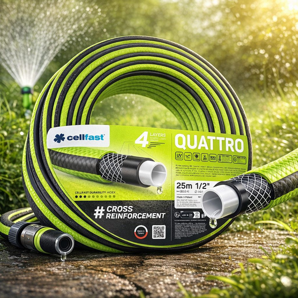 Cellfast Gartenschlauch QUATTRO 1/2″ 25 m 4-lagig, universal einsetzbar, 1/2 Zoll (12,5 mm)