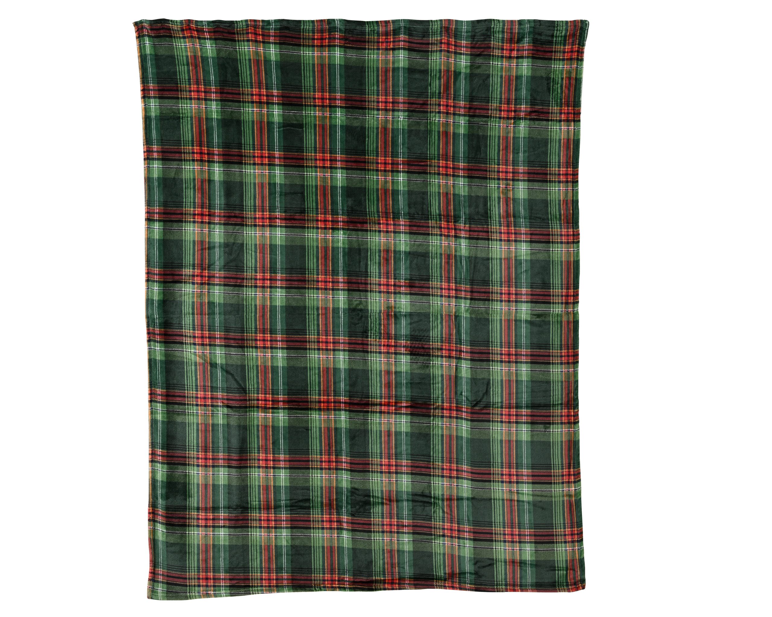 Plaid, Kaemingk, Kuscheldecke Fleecedecke 150x200cm grün rot kariert günstig online kaufen