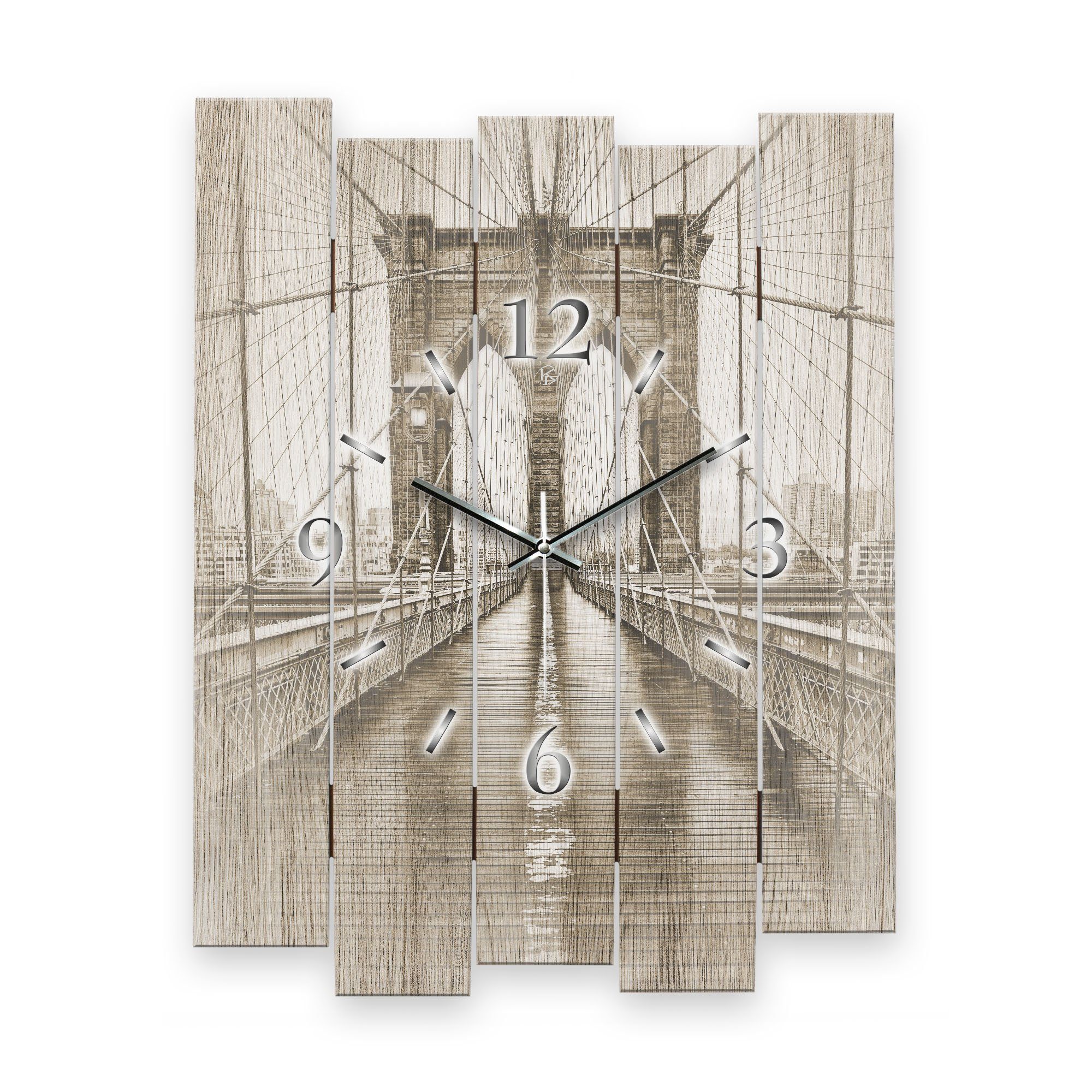 Designer-Wanduhr oder (ohne Funk- Wanduhr modern) Quarzuhrwerk; elegant, außergewöhnlich, Ticken; Bridge Kreative Feder Brooklyn