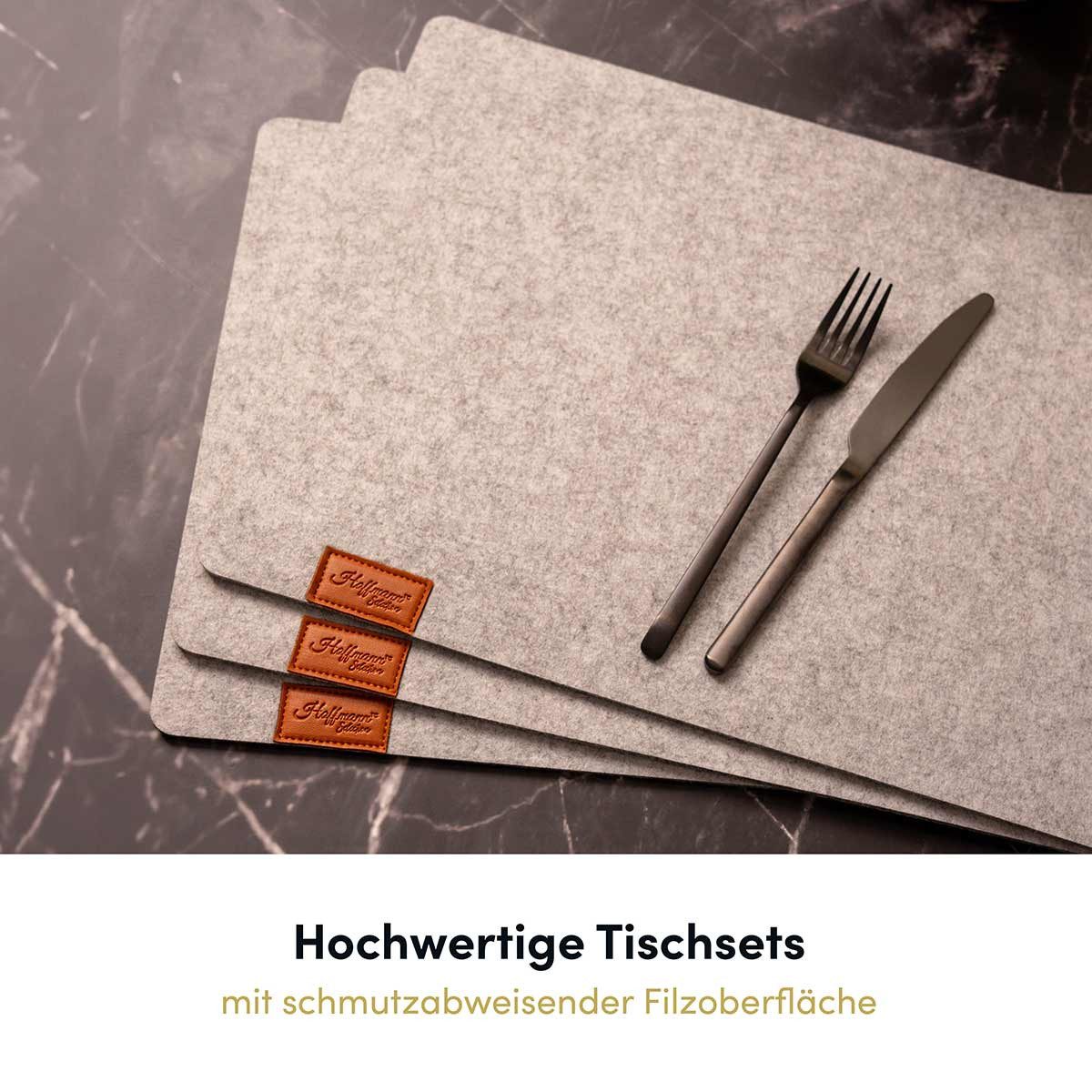 Hoffmann Germany Platzset Tischunterlage Filz 45×30 cm, 6er-Set, hellgrau, hitzebeständig, (Set, 6-St., 6x Platzset 45×30 cm), 5 mm Filz, abwaschbar, 200°C, 90% Polyester, zeitloses Design