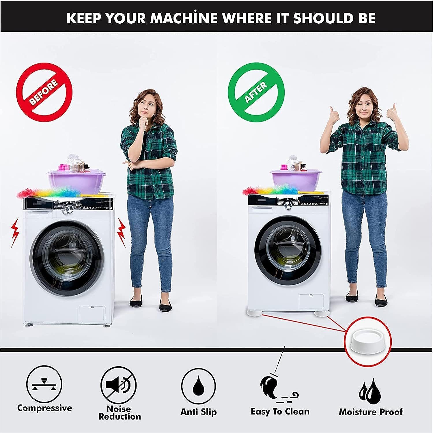 4x und Unterstützt Stoß-Geräuschunterdrückende (4-St) Waschmaschine MustBest Möbelfuß Trockner,