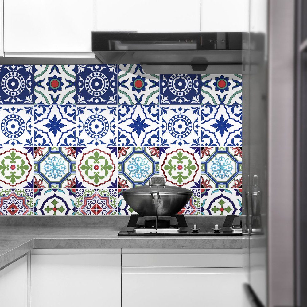 COOL-i ® Fliesenaufkleber, 10 stück PVC Fliesenaufkleber, Selbstklebende (10x10 cm, 15x15 cm)