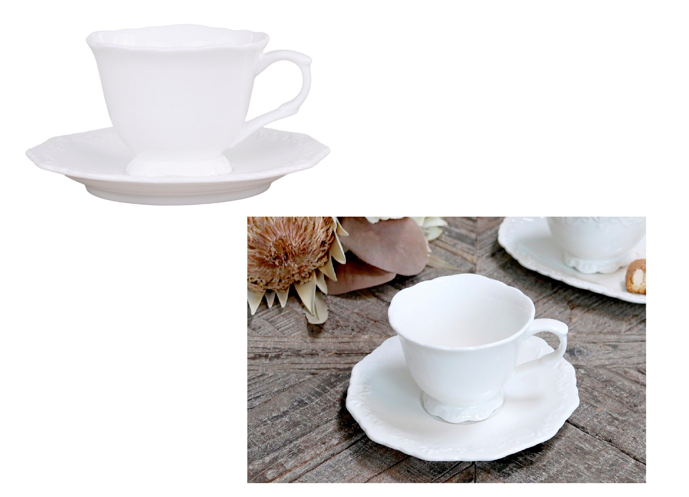 Chic Antique Tasse Chic Antique Tasse Kaffeetasse mit Unterteller Provence Porzellan, Porzellan. € 14,95