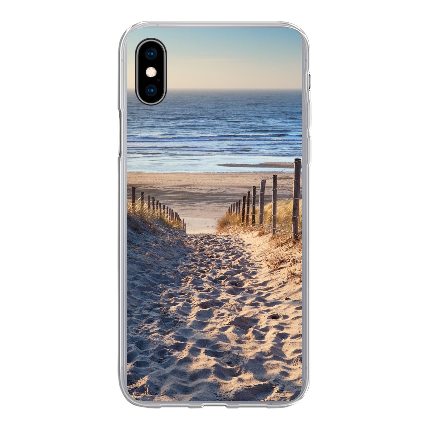 MuchoWow Handyhülle für Apple iPhone XS Strand - Meer - Niederlande - Dünen - Sonne, Smartphone-Bumper, Print, Handy Schutzhülle Dünn