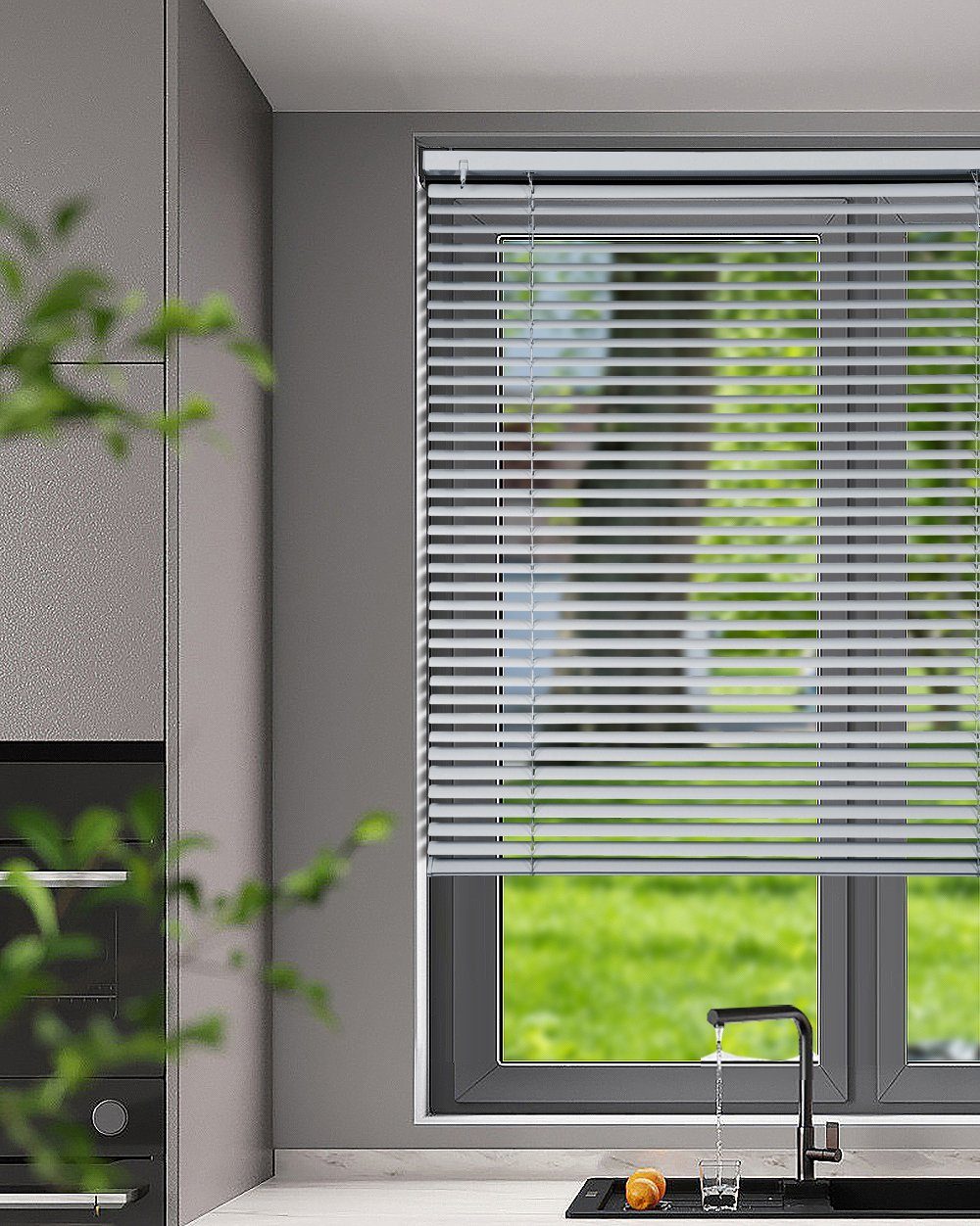 Sekey Jalousie Aluminium-Jalousie ohne Bohren, Klemmfix-Jalousie für fenster, freihängend, 25mm Alu-Lamellen, mit Bohren, inklusive Montagematerial