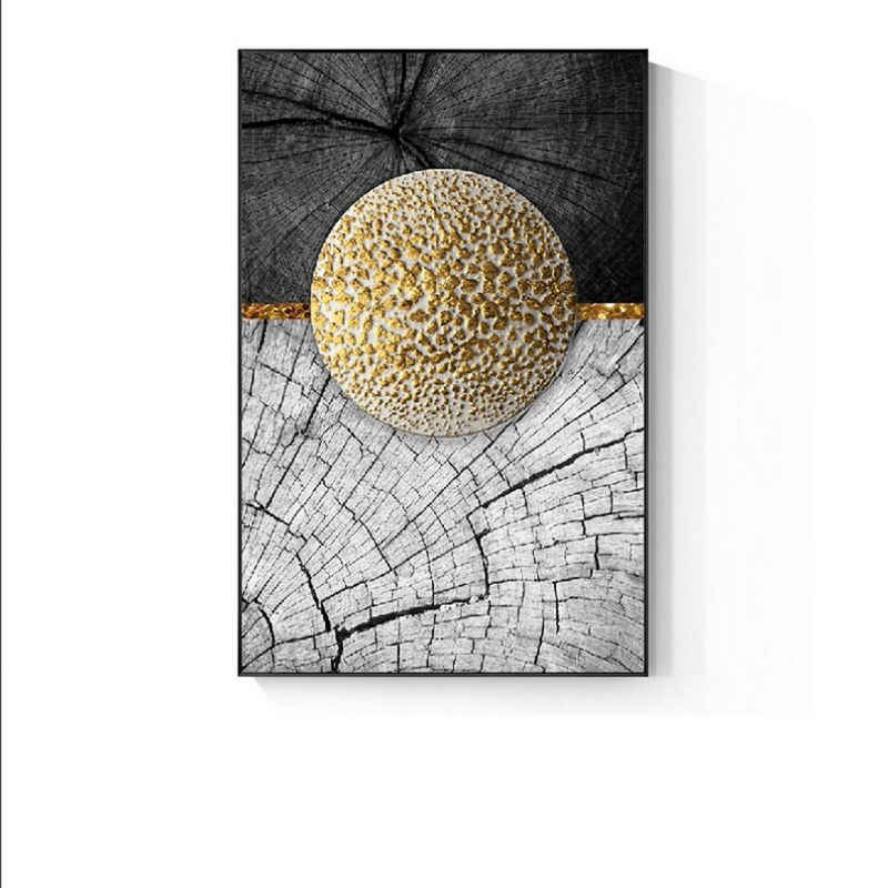TPFLiving Kunstdruck (OHNE RAHMEN) Poster - Leinwand - Wandbild, Nordic Art - Abstrakte Motive - Bilder Wohnzimmer - (7 Motive in 7 verschiedenen Größen zur Auswahl), Farben: Gold, Schwarz und Grau - Größe: 21x30cm