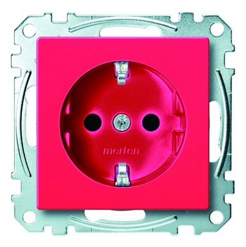 merten Unterputz-Steckdose, 1f rubinrot glänzend System M m. KS IP20 Zentralplatte horizontal