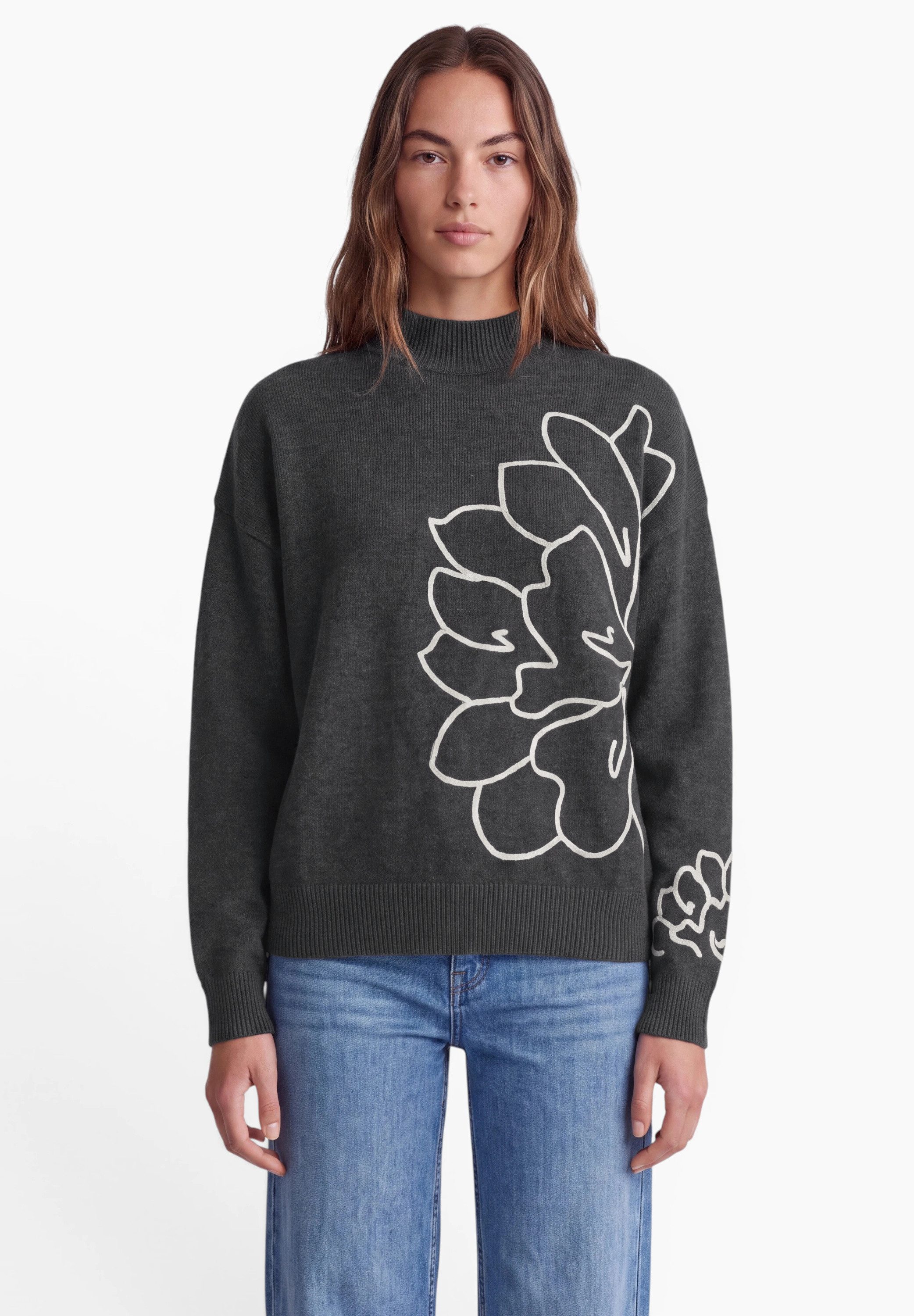 STREET ONE STUDIO Stehkragenpullover aus softem Materialmix