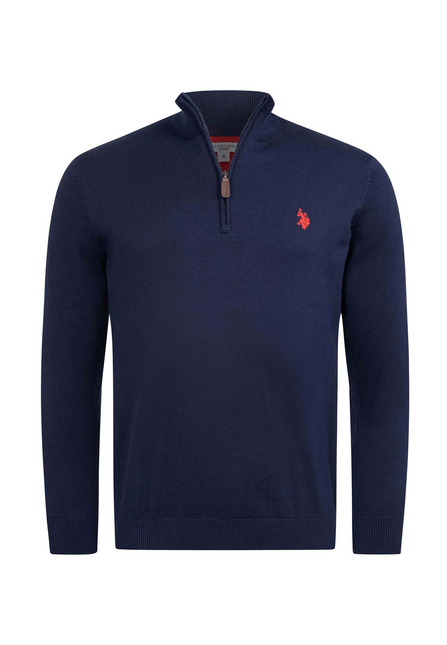 Stehkragenpullover USKnooxx – Herren Half-Zip Strickpullover