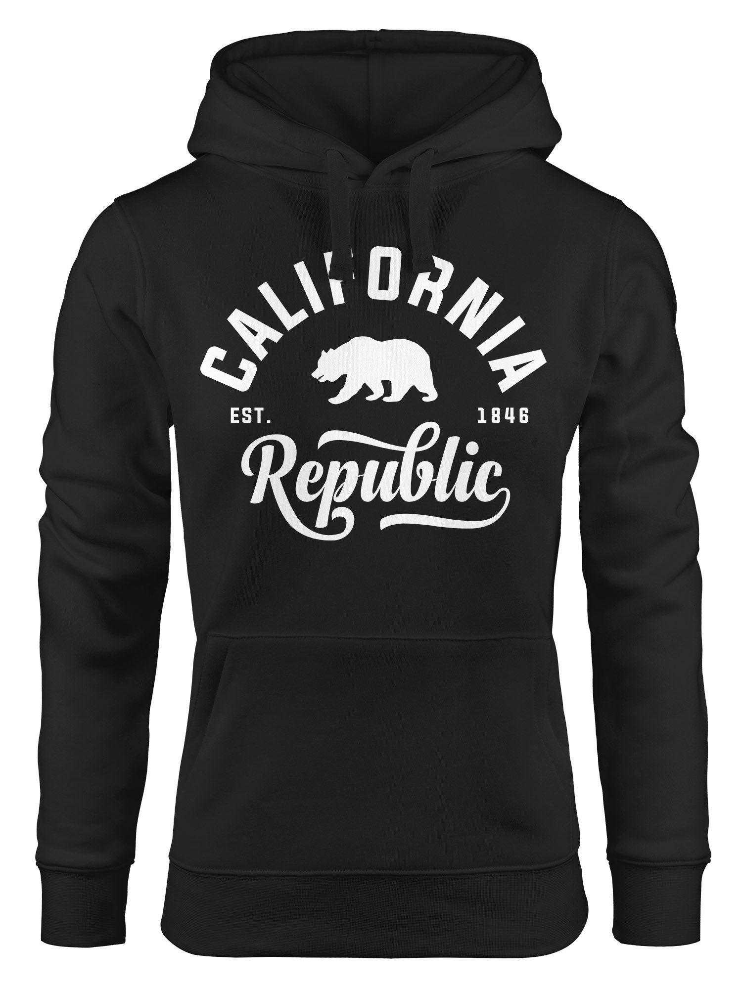 Neverless Hoodie Republic California schwarz Damen Hoodie Kapuzen-Pullover Neverless®