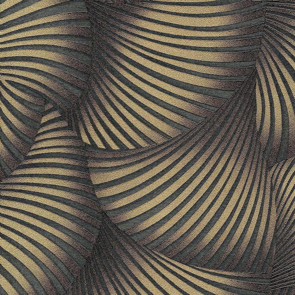 Erismann Vliestapete Fächer Streifen Schwarz Gold Metallic 10525-15 Guido Maria Kretschmer