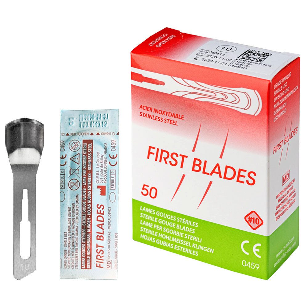 May Fußraspel 50 x Hohlmeißelklingen Figur 10 einzeln steril verpackt