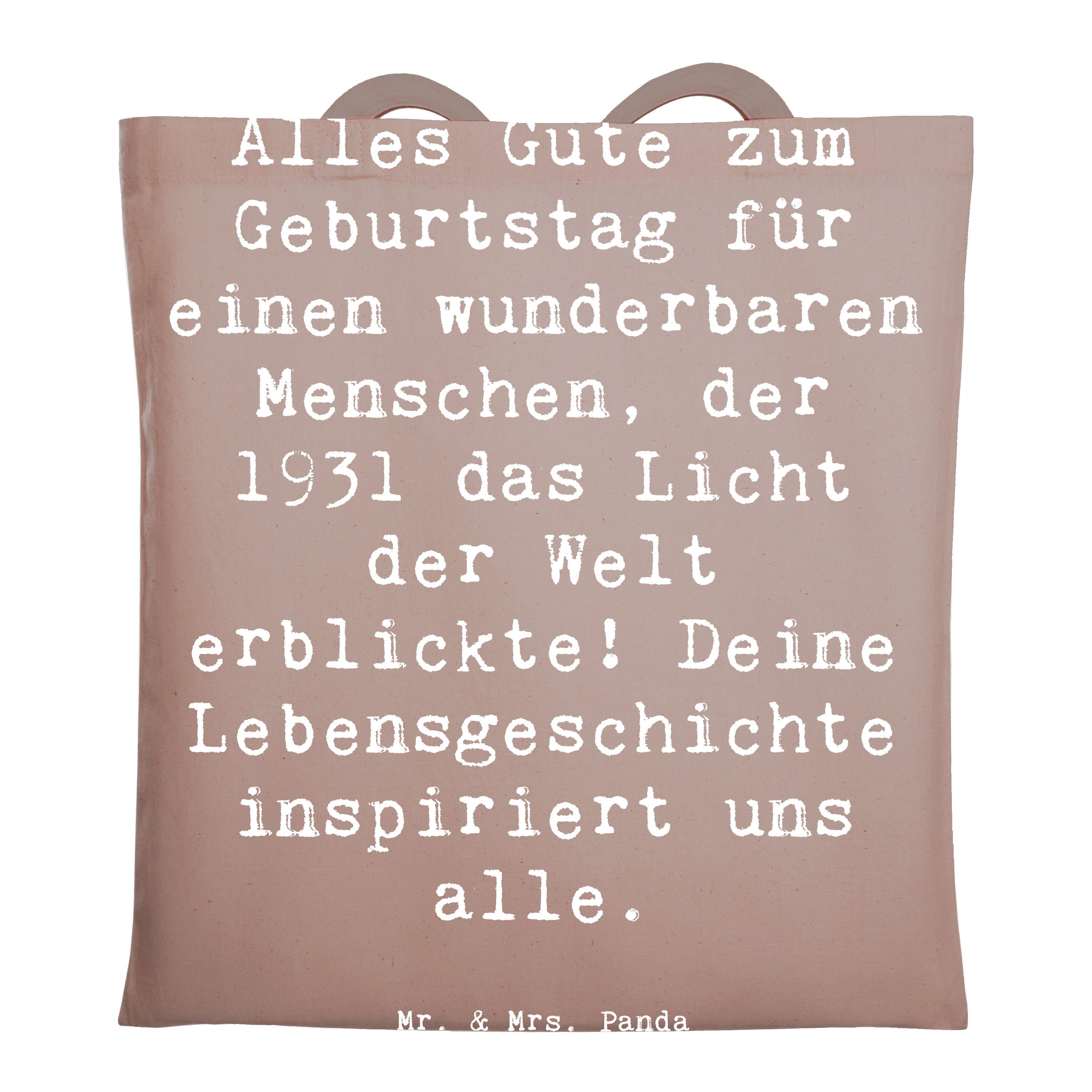 Mr. & Mrs. Panda Tragetasche Spruch 1931 Geburtstag - Braun Pastell - Geschenk, großartige Momente (1-tlg)
