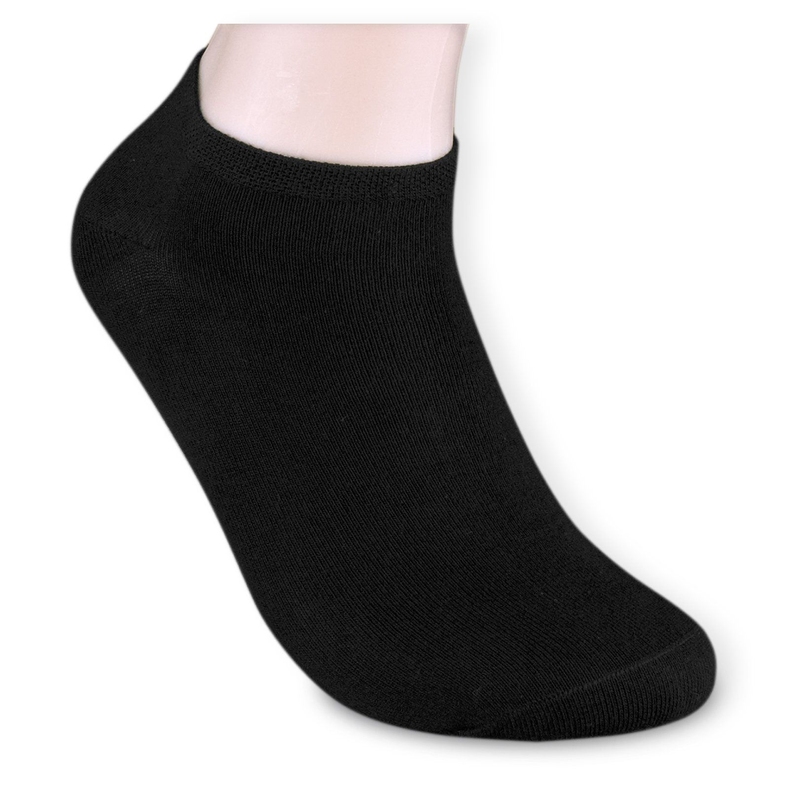 Sockenbude Sneakersocken drückende schwarz) Die (Bund, ohne 4-Paar, BLACK Naht