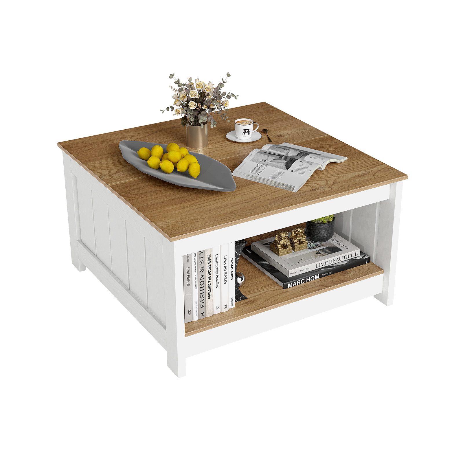 COSTWAY Couchtisch, Holz, quadratischer Wohnzimmertisch mit günstig online kaufen