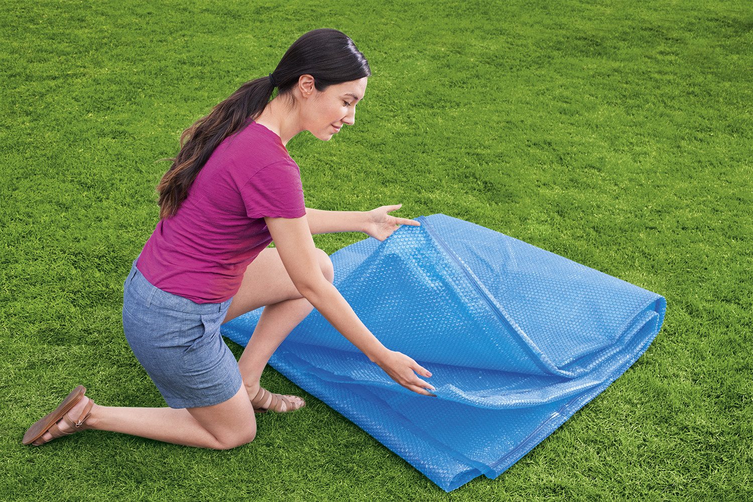 Bestway Solarabdeckplane Ø 356 cm (Packung, 1-St., für 366 cm Frame Pools / Stahlwandpools & 366 / 396 cm Fast Set™ Pools), Selbstschwimmend