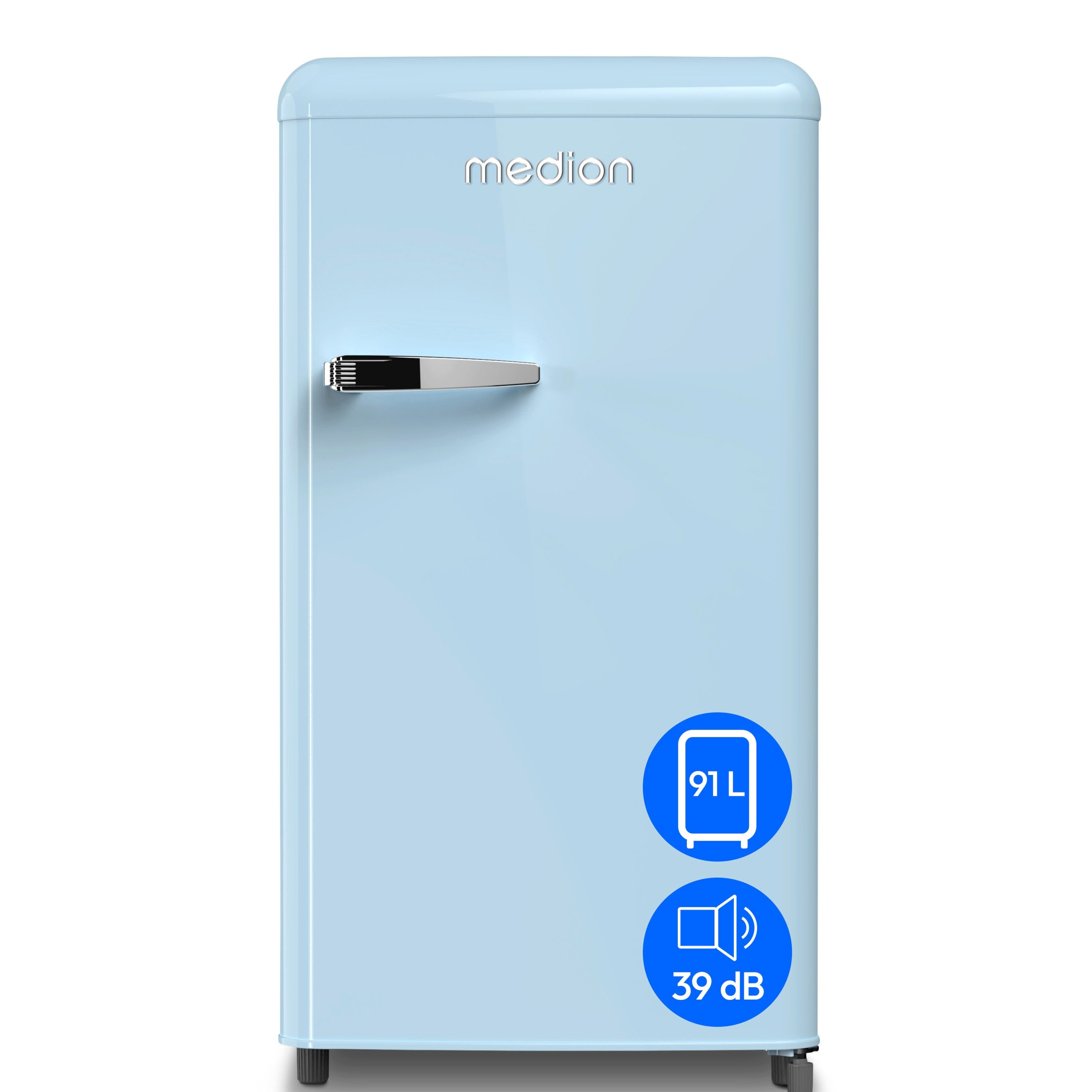 Medion® Kühlschrank MD37800, 91 cm hoch, 48 cm breit, 91 Liter, höhenverstellbare Füße, freistehend, Türanschlag rechts