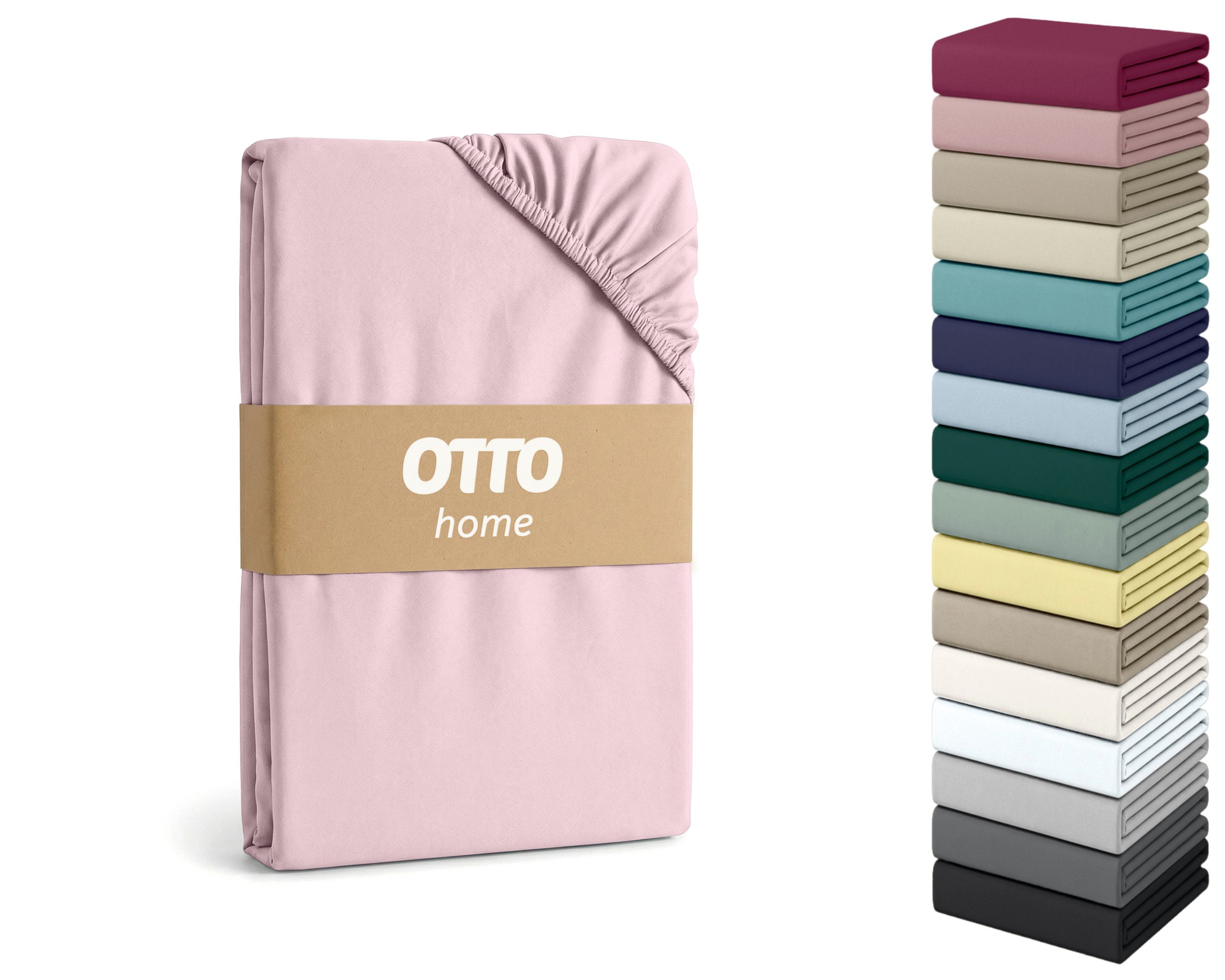 OTTO home Spannbettlaken Cremona, in den Qualitäten BASIC: 145g/m² & PREMIUM: 180g/m², Jersey-Elasthan, Gummizug: rundum, (2 Stück), Aus 96% Baumwolle & 4% Elasthan, Größe ab 90x200 cm
