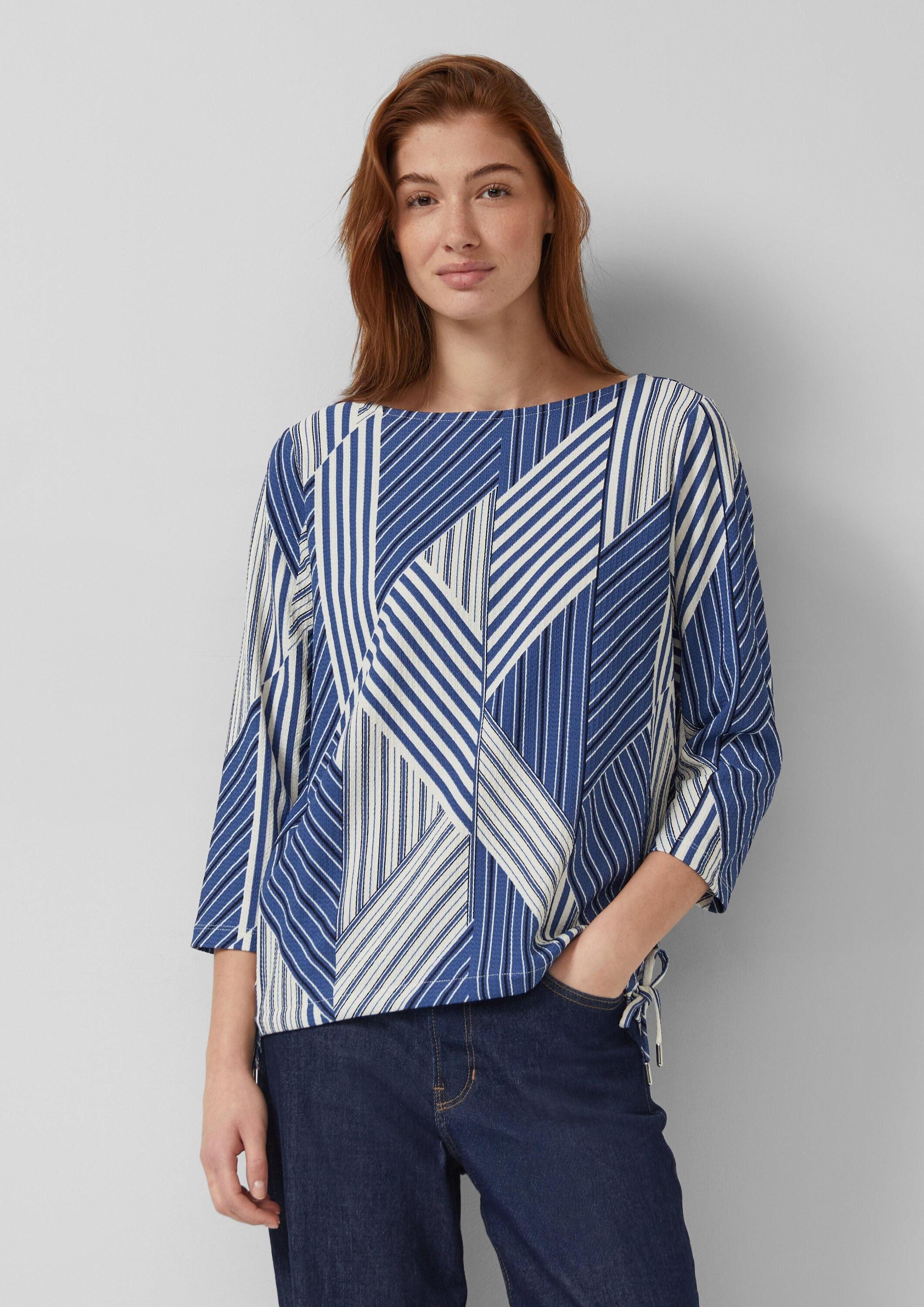 s.Oliver 3/4-Arm-Shirt T-Shirt Strukturierte Shirt-Bluse mit U-Boot-Ausschn günstig online kaufen