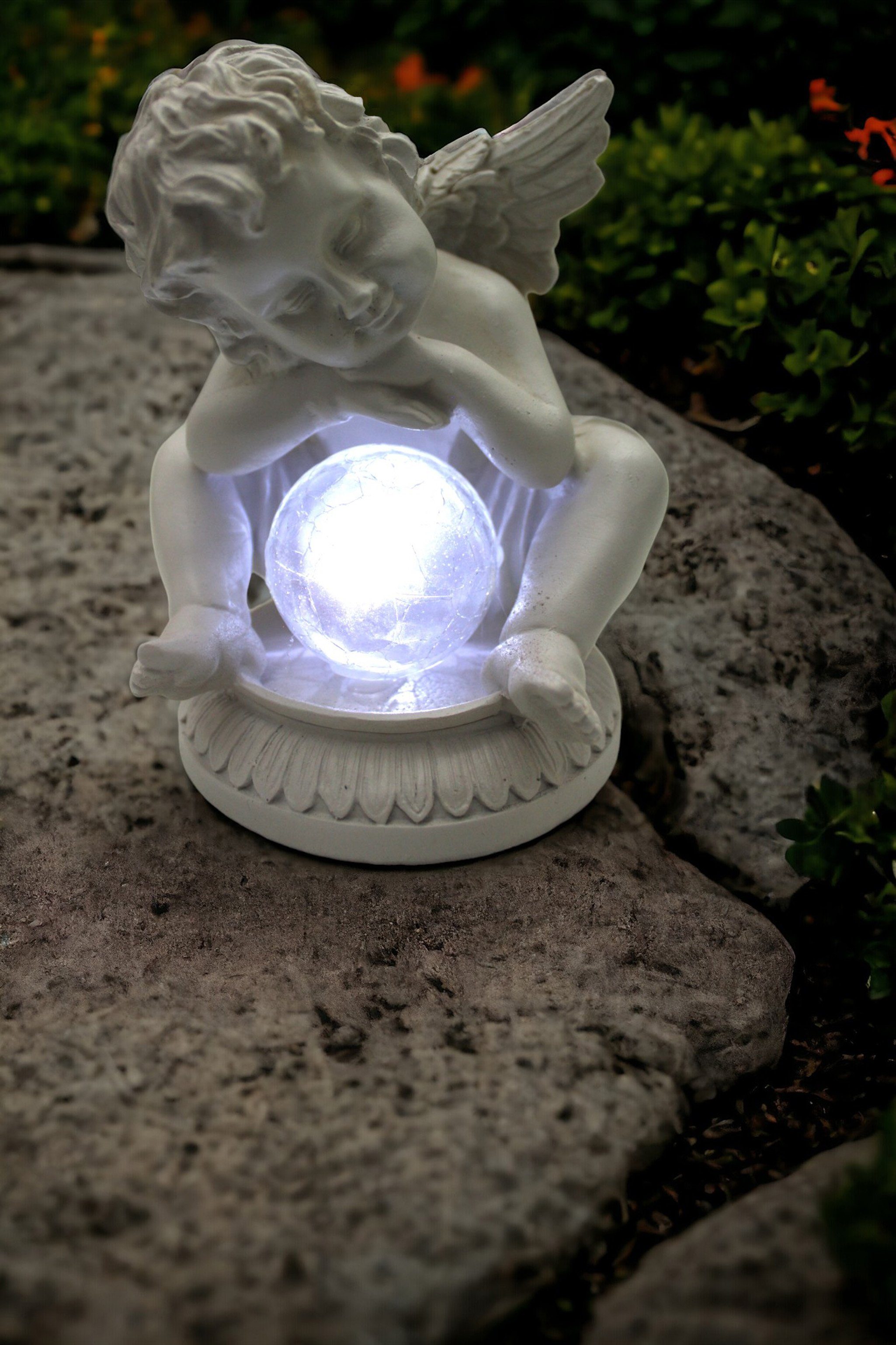Arnusa Gartenfigur Solarleuchte Engel mit Glaskugel günstig online kaufen