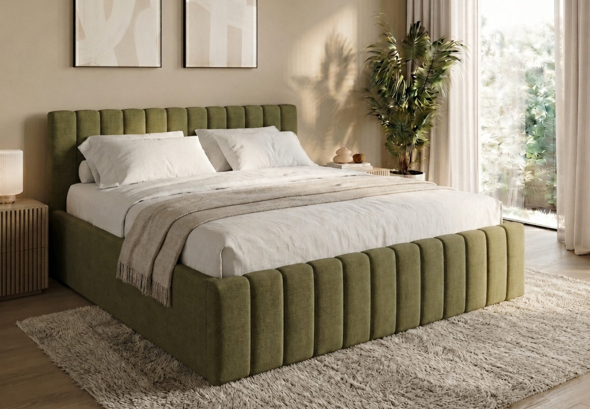Home Collective Polsterbett Doppelbett Bett mit Lattenrost Bettgestell, viele Größen (mit Bettkasten, Größen: 120x200, 140x200, 160x200, …