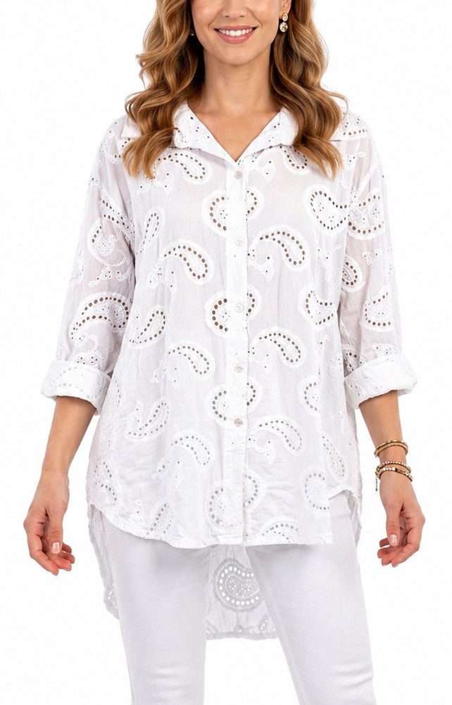 Longbluse Damen Longbluse Oversize Tunika Boho Baumwollbluse Sommerbluse