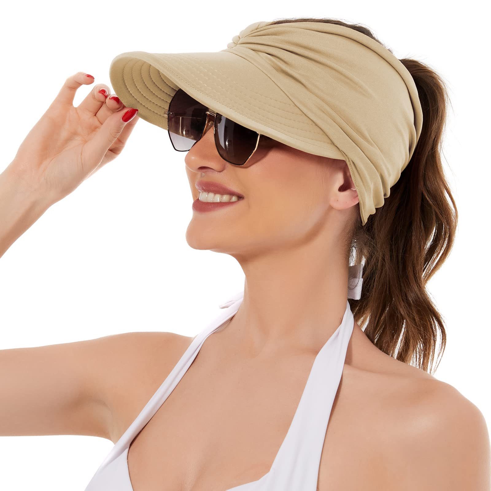 Bwecuy Strohhut Strohhut Sun Visor Hüte für Damen, verstellbare leichte Sommerhut