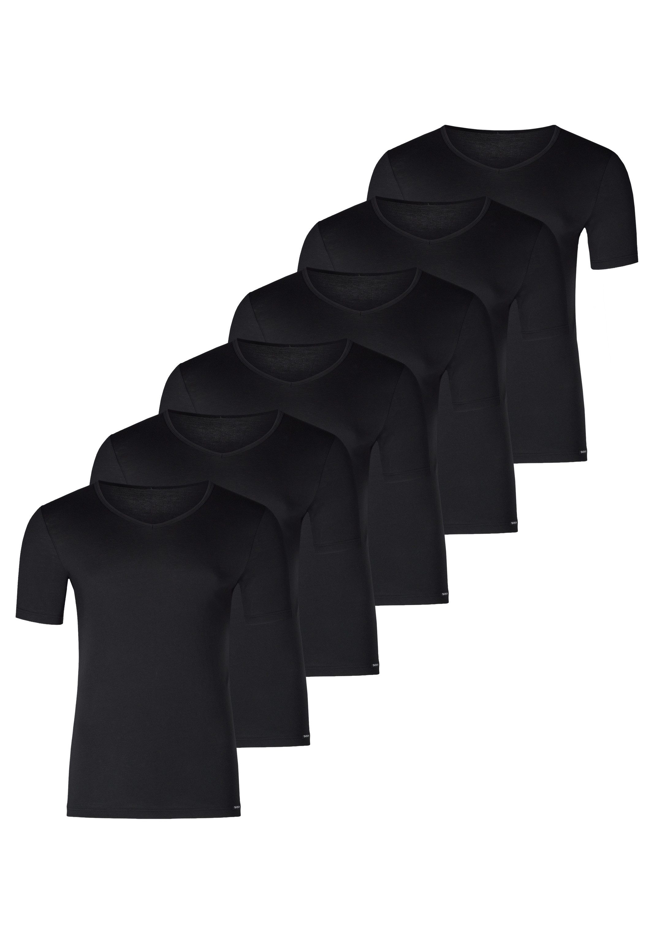 Skiny Unterhemd 6er Pack Unterhemd / Shirt Kurzarm (Spar-Set, 6-St) Unterhemd / Shirt Kurzarm - Baumwolle - V-Ausschnitt für coole Styles