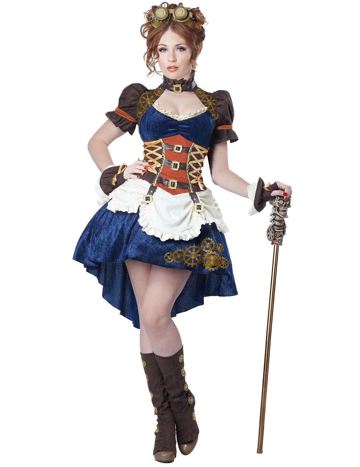 California Costumes Kostüm Steampunk Lady Damenkostüm blau-braun-beige