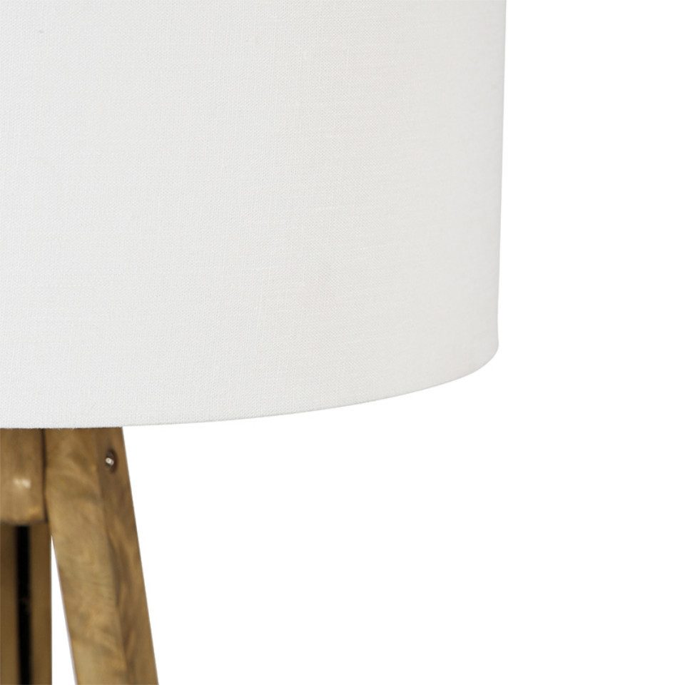 Qazqa Stehlampe Tripod_classic, ohne Leuchtmittel, Warmweiß, QAZQA Stehlampe, e27, Weiß, Holz, Landhaus