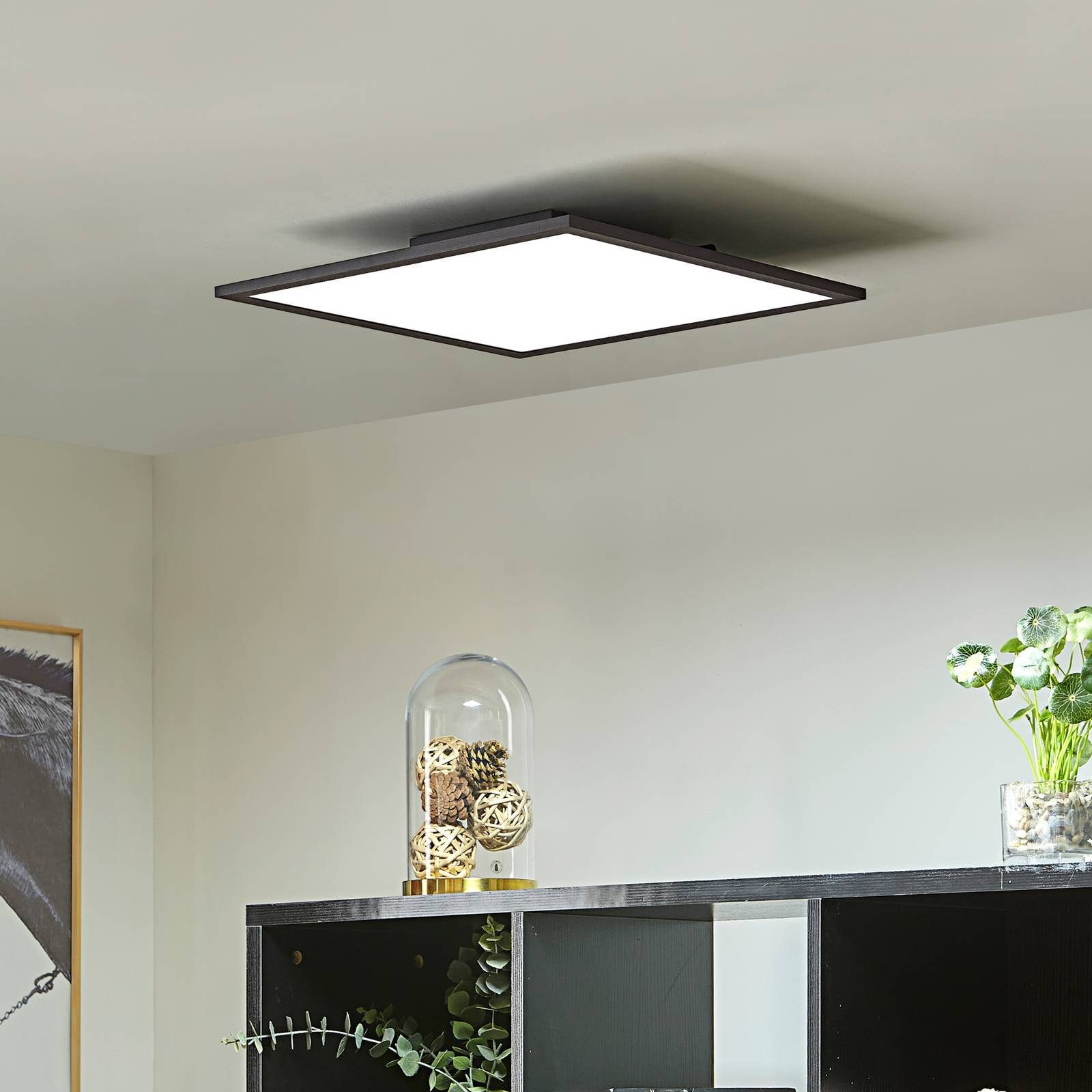 Lindby LED Panel Lamin, LED Schwarz Farbwechsel warmweiß / tageslicht IP20 mit Fernbedienung, LED 24 W gesamt, Farbwechsel warmweiß / tageslicht