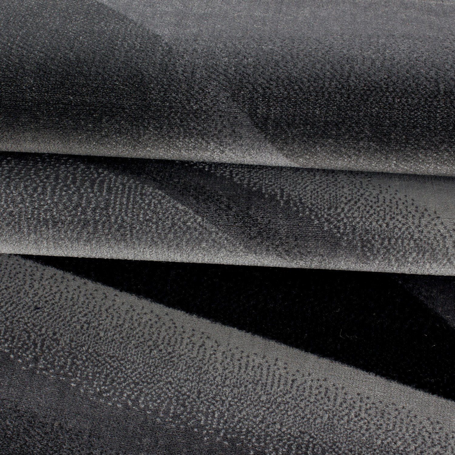 Schwarz Bürodeko Flachflor, Moderner Kurzflorteppich Deisgnerteppich Miovani Designteppich