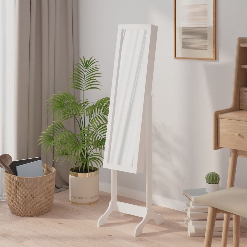 furnicato Wandspiegel Bodenspiegel mit Stauraum 34 x 37 x 146 cm Weiß (1-St), Kippbarer Standspiegel mit integriertem Stauraum für dein Zimmer