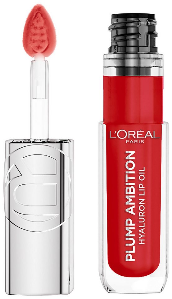 L'ORÉAL PARIS Lipgloss PARADISE PLUMP AMBITION HYALURON LIP OIL, mit Hyaluronsäure und Tripeptiden, ohne zu kleben