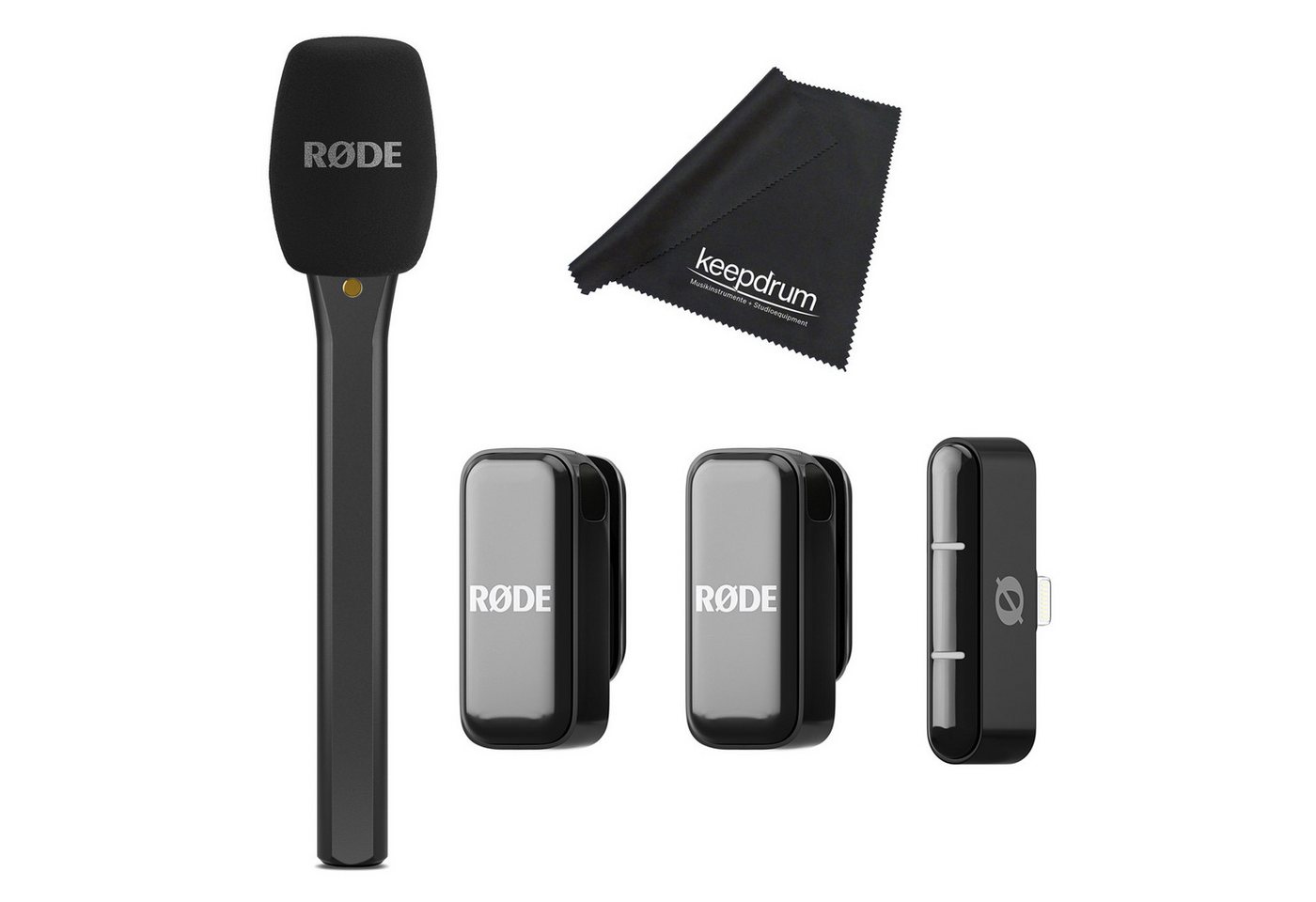 RØDE Rode Mikrofon-Funksystem Wireless Micro Lightning Interview Set. Digitales Aufnahmegerät (Vorteils-Set mit Handadapter)