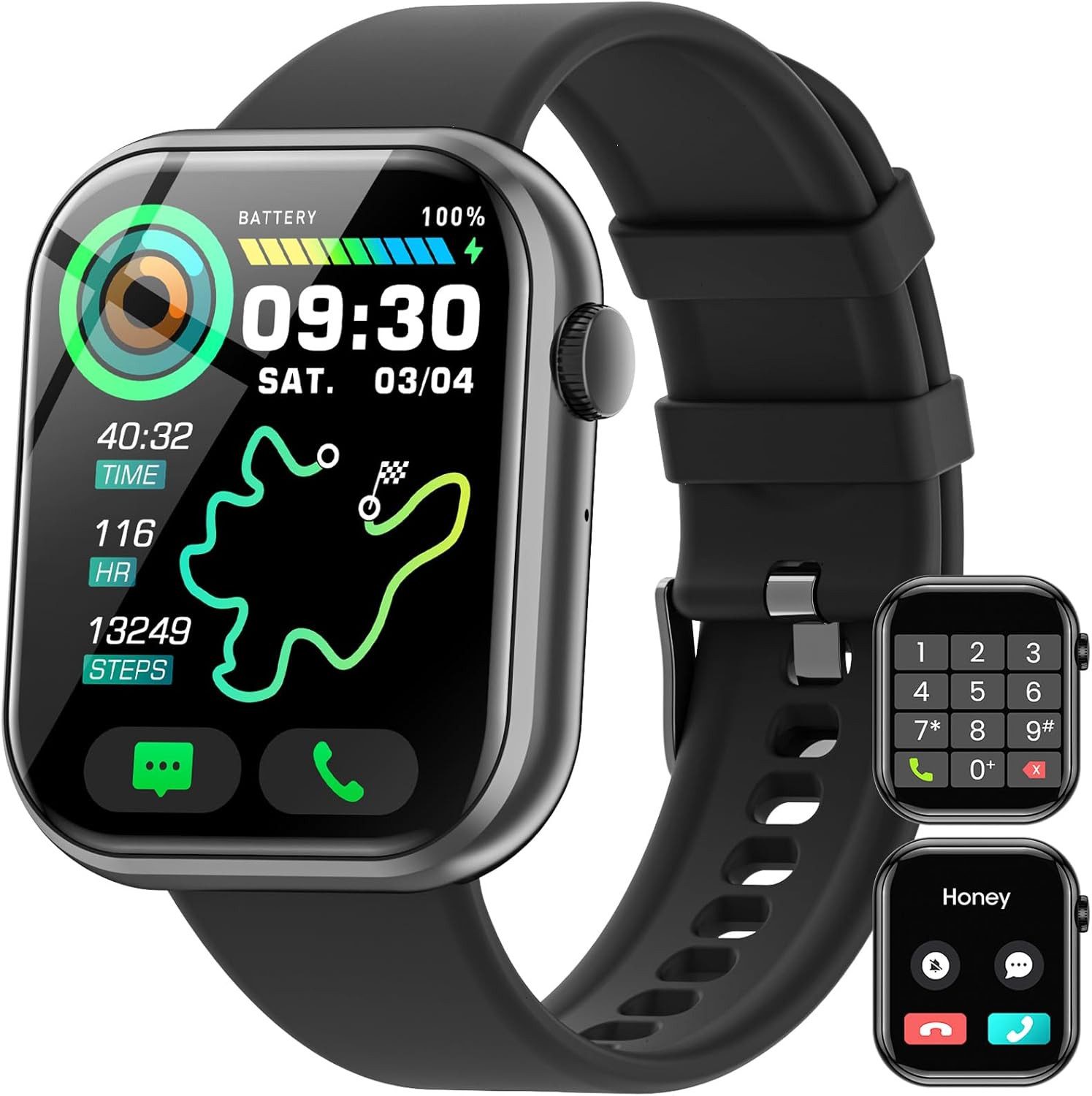 Hwagol G20 Smartwatch (4,6 cm, android ios), Smartwatch mit 1,85 Zoll Touchscreen Bluetooth Anruf Fitness Uhr