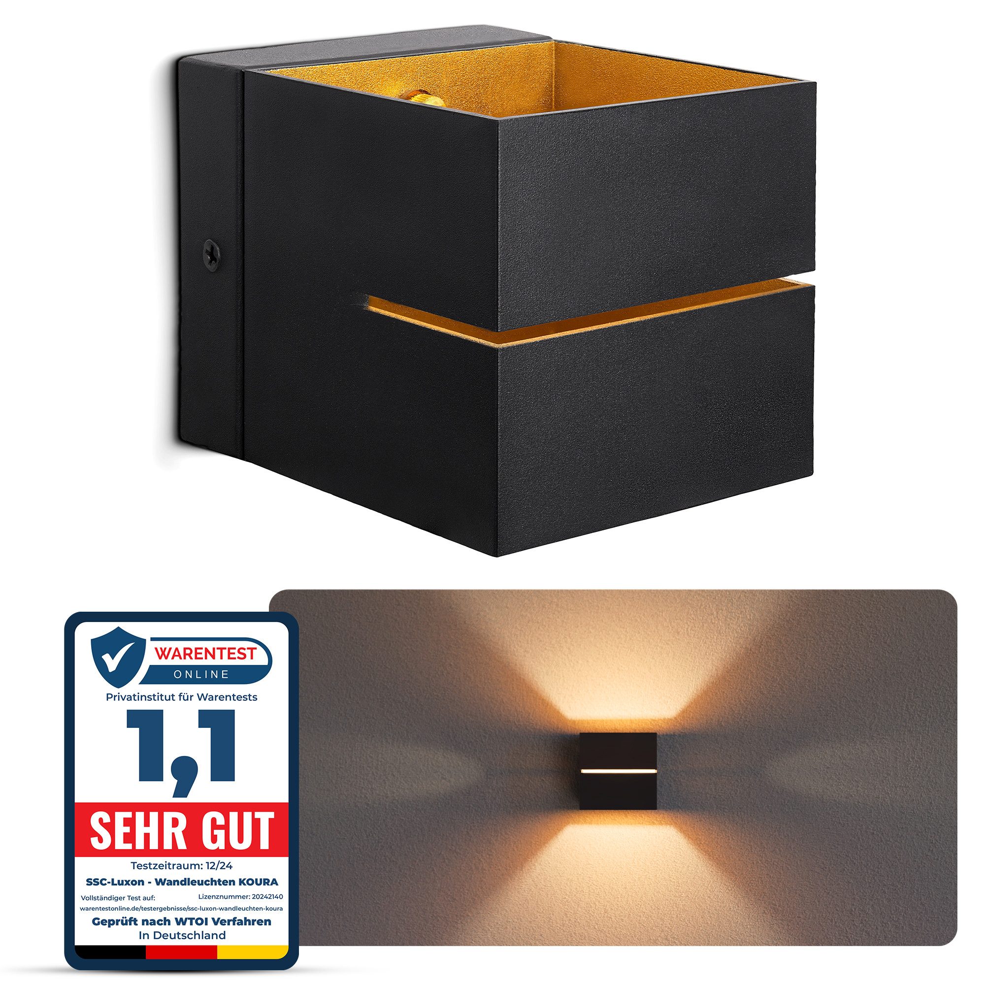 SSC-LUXon LED Wandleuchte Wandleuchte KOURA schwarz günstig online kaufen