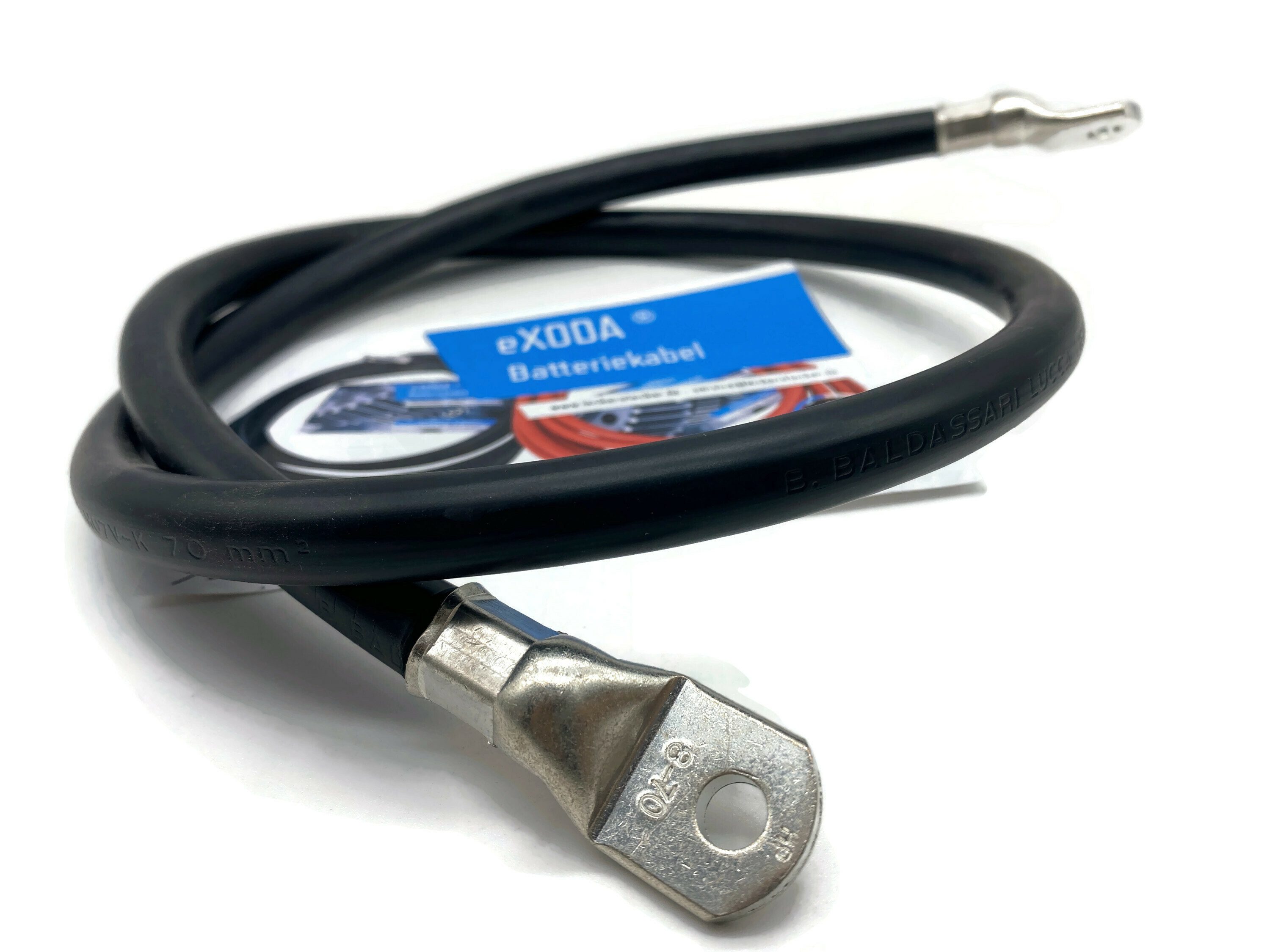 eXODA 70 mm2 M8 M8 Batteriekabel, Schwarz, (100 cm), 99% Kupfer
