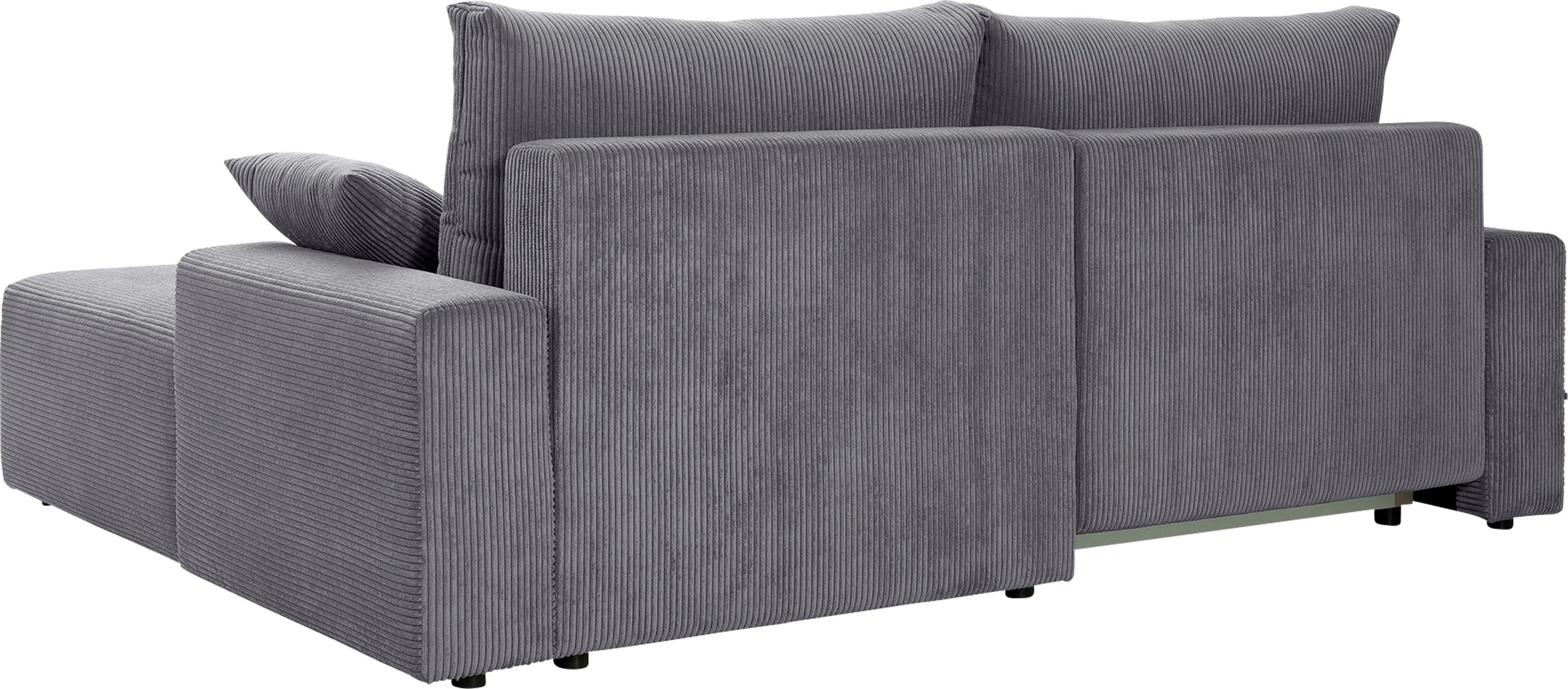 exxpo - sofa inklusive verschiedenen Bettfunktion grey in und Ecksofa Cord-Farben Bettkasten Orinoko, fashion