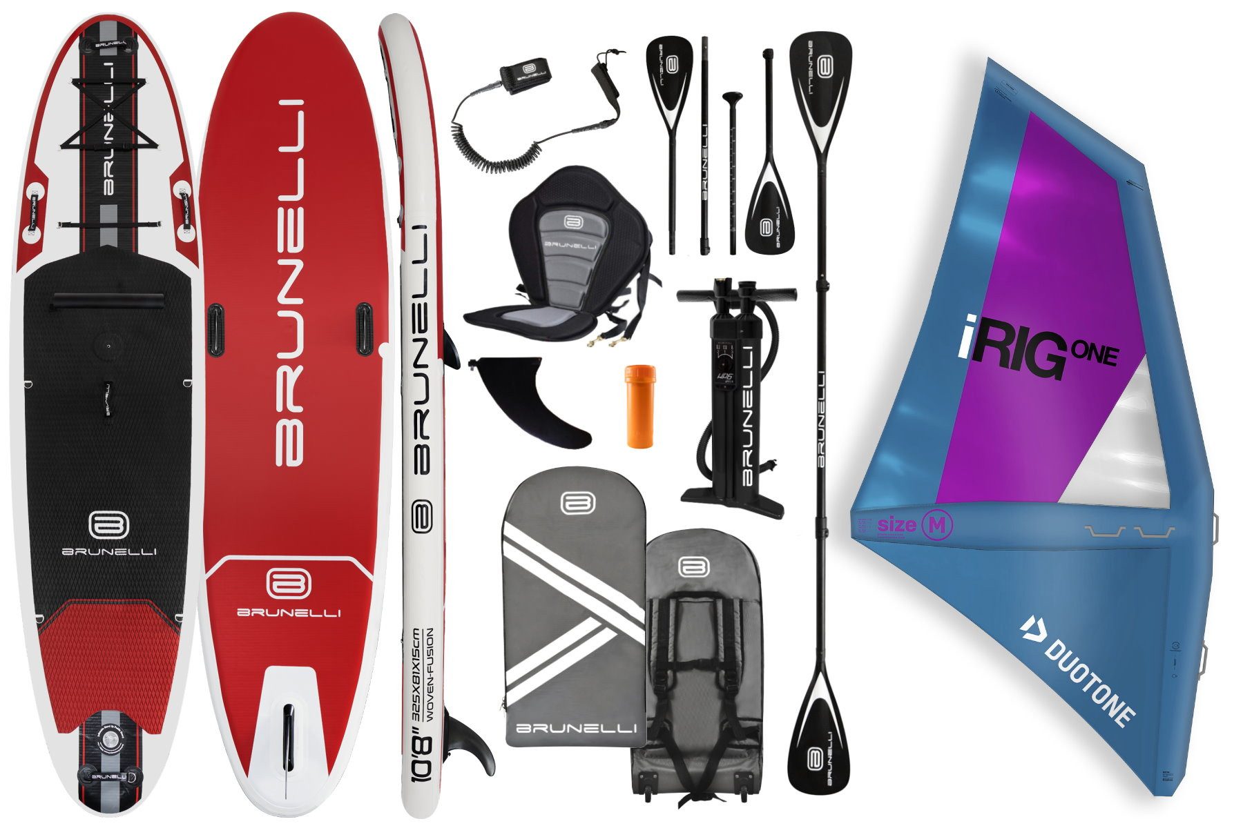 Brunelli SUP-Board BRUNELLI 10.8 Windsurf iSUP Board aufblasbar Stand Up Paddle iRIG M