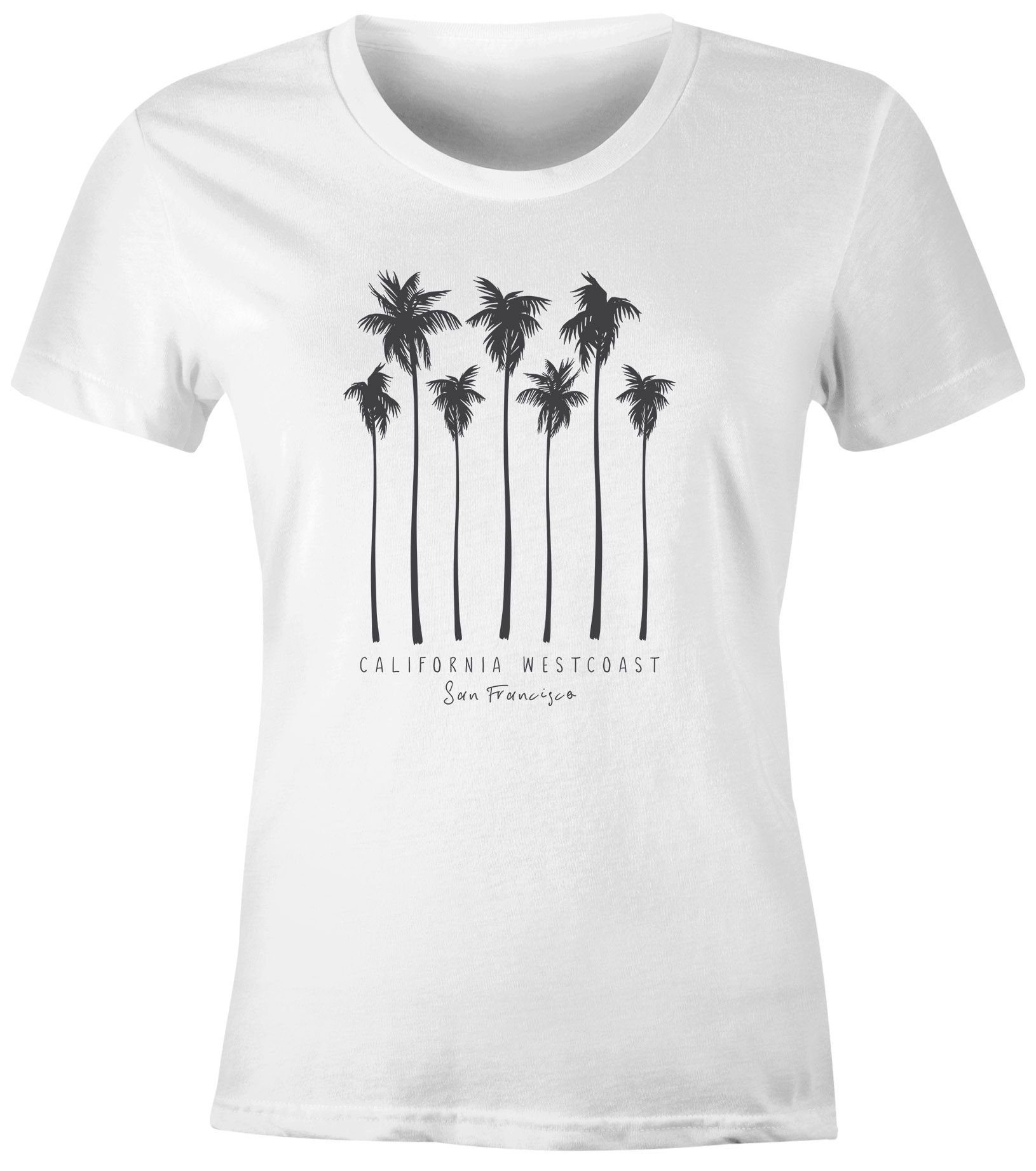Neverless Print-Shirt Damen T-Shirt Palmen California Westcoast Palms Summer Slim Fit Neverless® mit Print