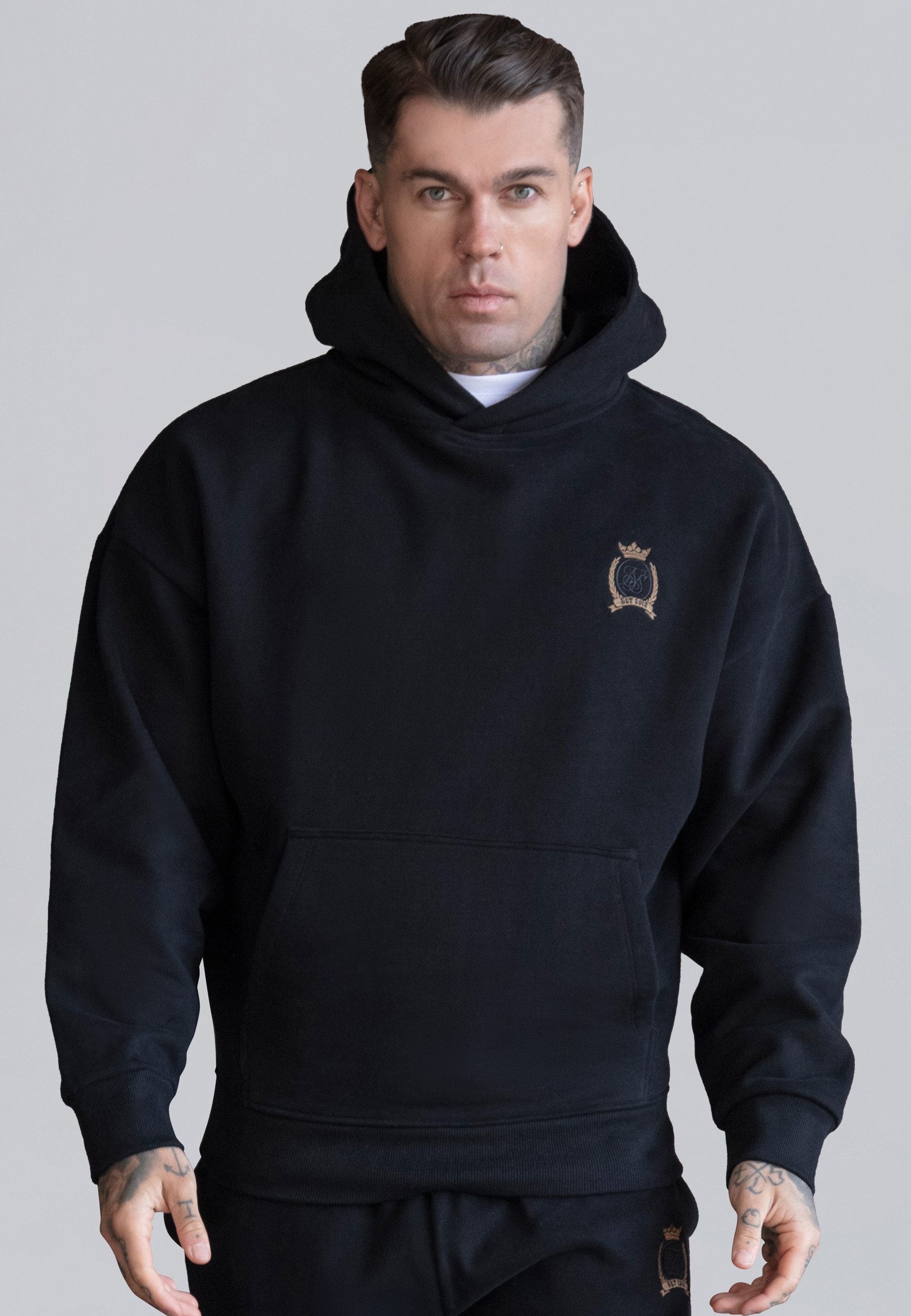 Siksilk Hoodie SikSilk Herren Schwarzer Pullover Kapuzenpullover günstig online kaufen