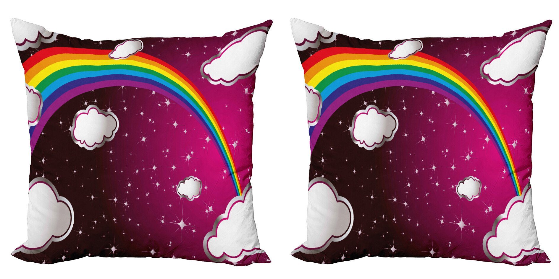 Kissenbezüge Modern Accent Doppelseitiger Digitaldruck, Abakuhaus (2 Stück), Karikatur Rainbow Farbige Sterne | Kissenbezüge