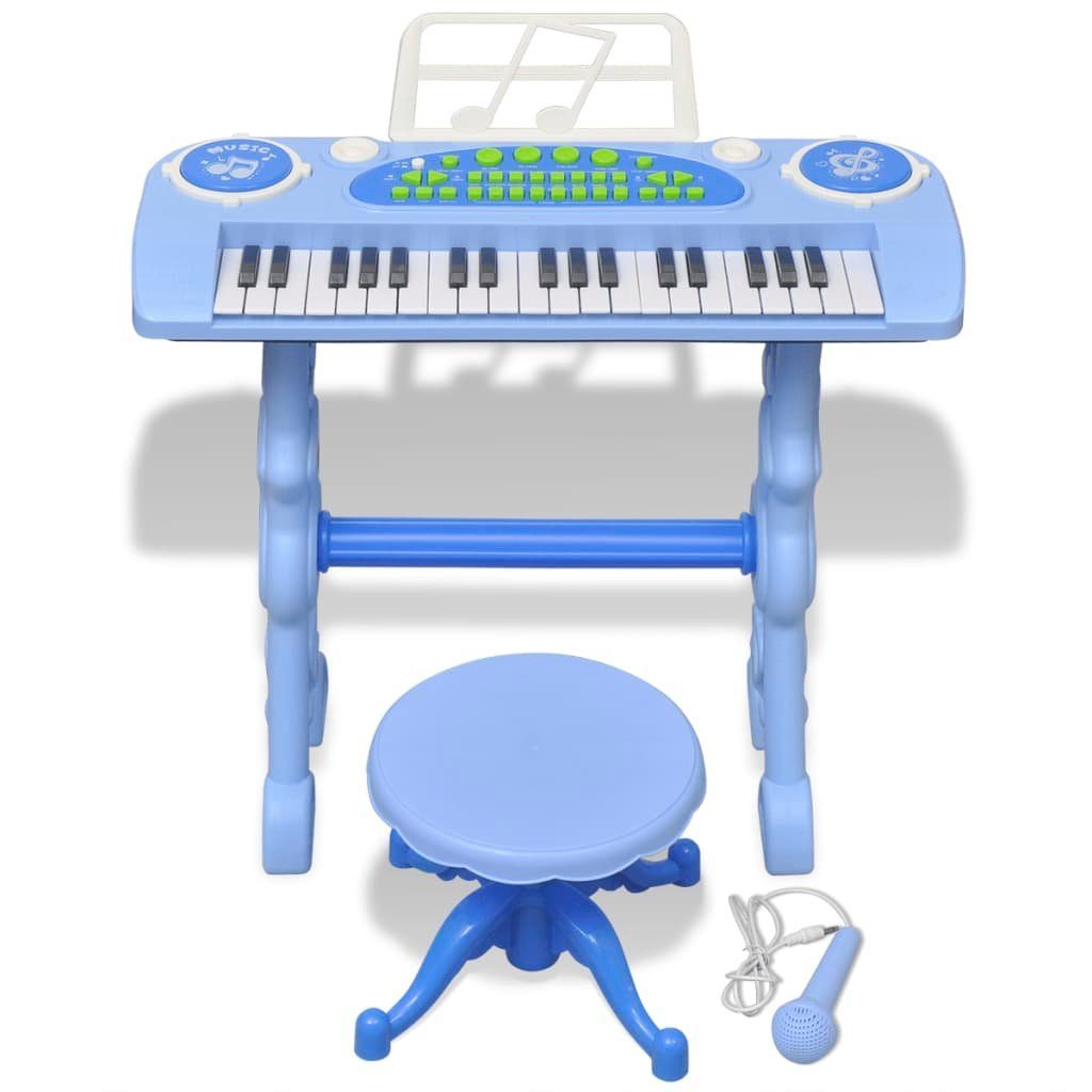 vidaXL Spielzeug-Musikinstrument Kinder Keyboard Spielzeug Piano mit Hocker/Mikrofon 37 Tasten Blau