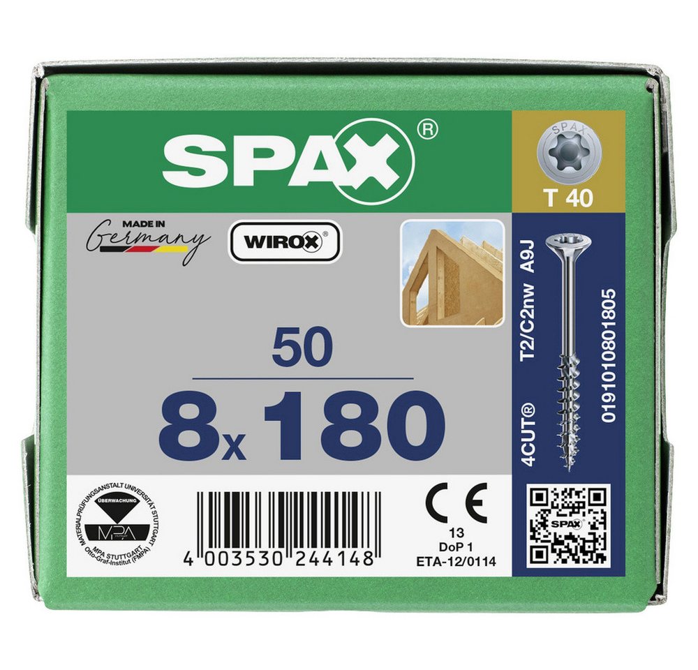 Thumbnail - SPAX Schraube SPAX 0191010801805 Holzschraube 8 mm 180 mm T-STAR plus Stahl WIRO