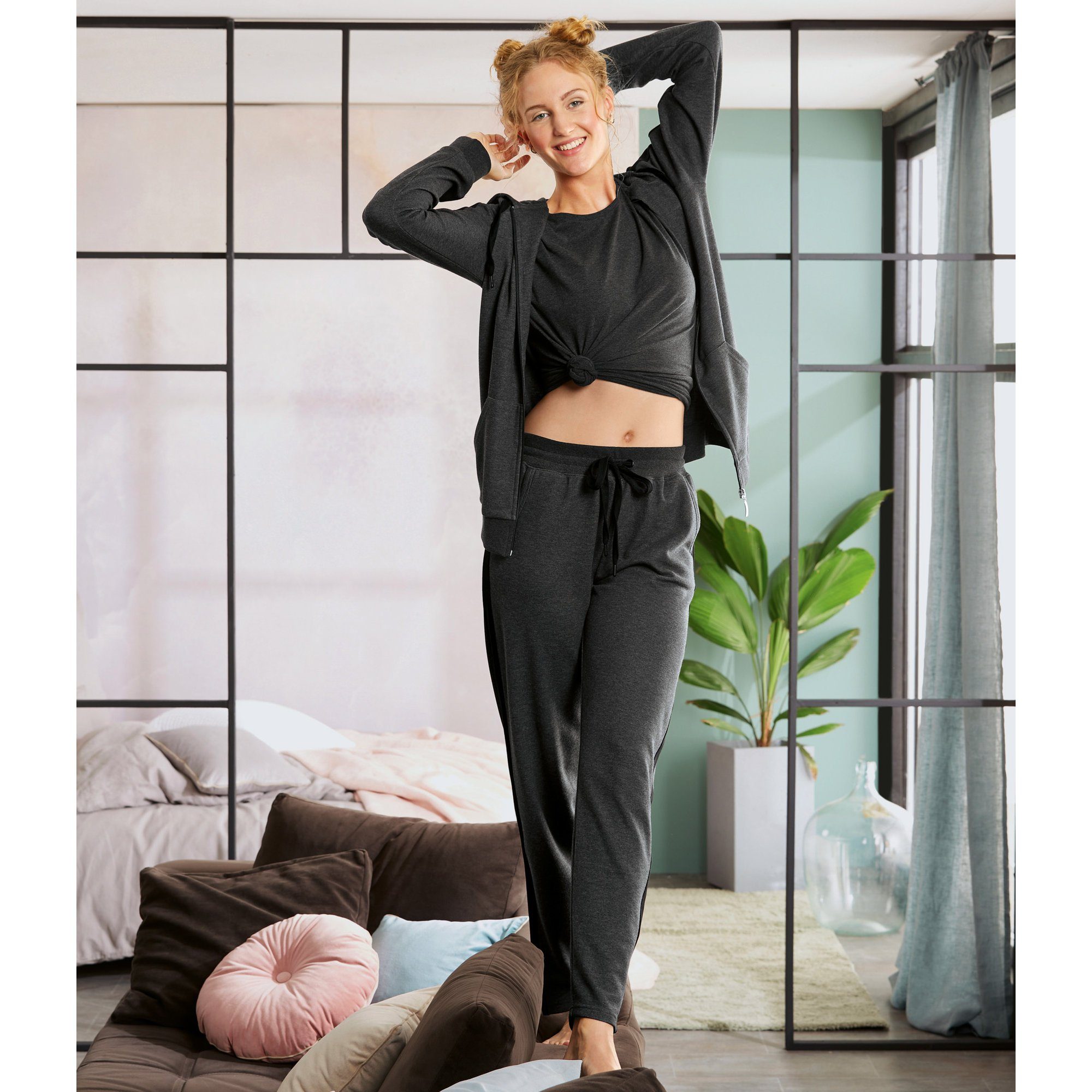Erwin Müller Jogginghose Damen-Freizeithose, lang Uni
