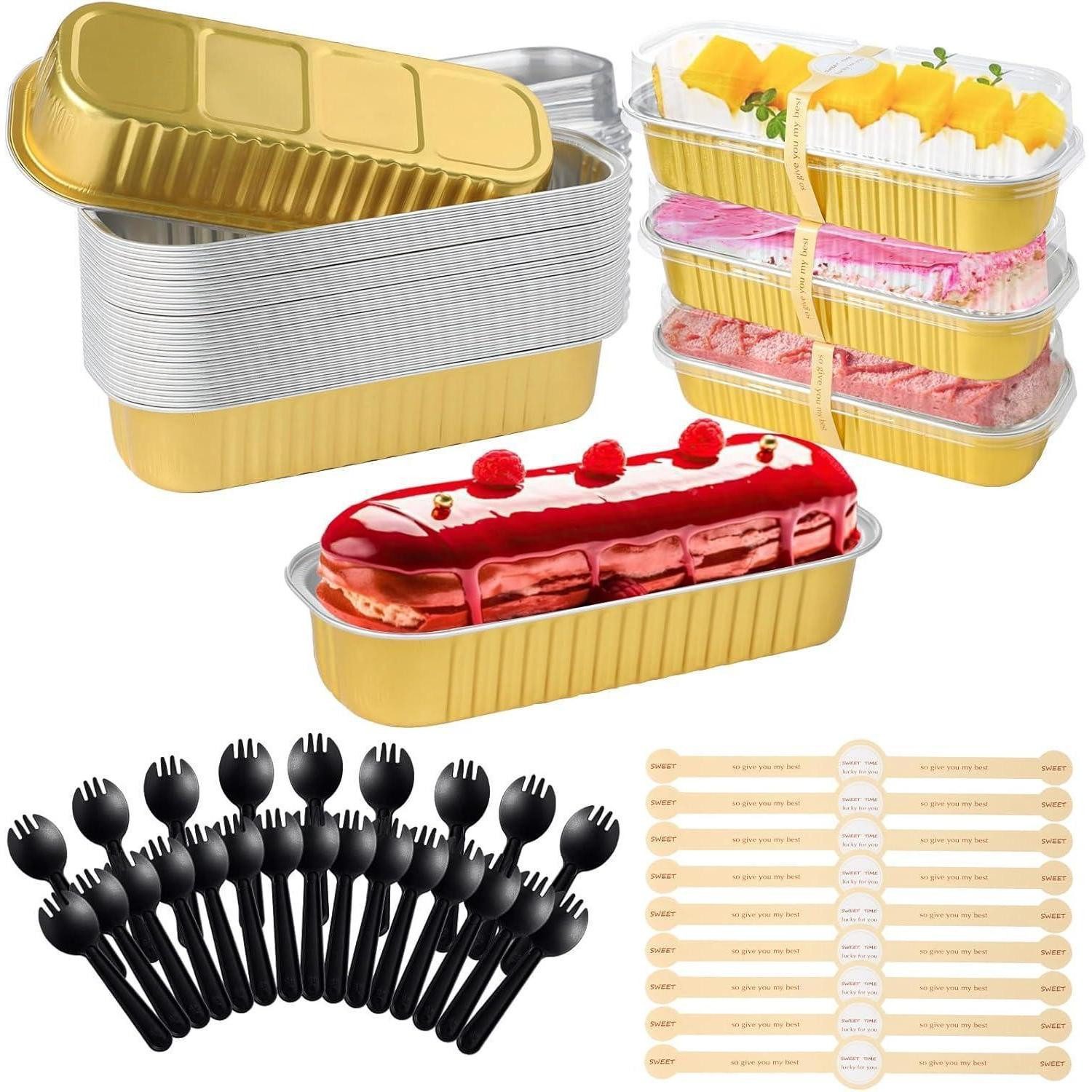 LuxusKollektion Muffinform Kuchenform Mini Muffinförmchen Aluminium 30Stk Deckel Gold-30PCS