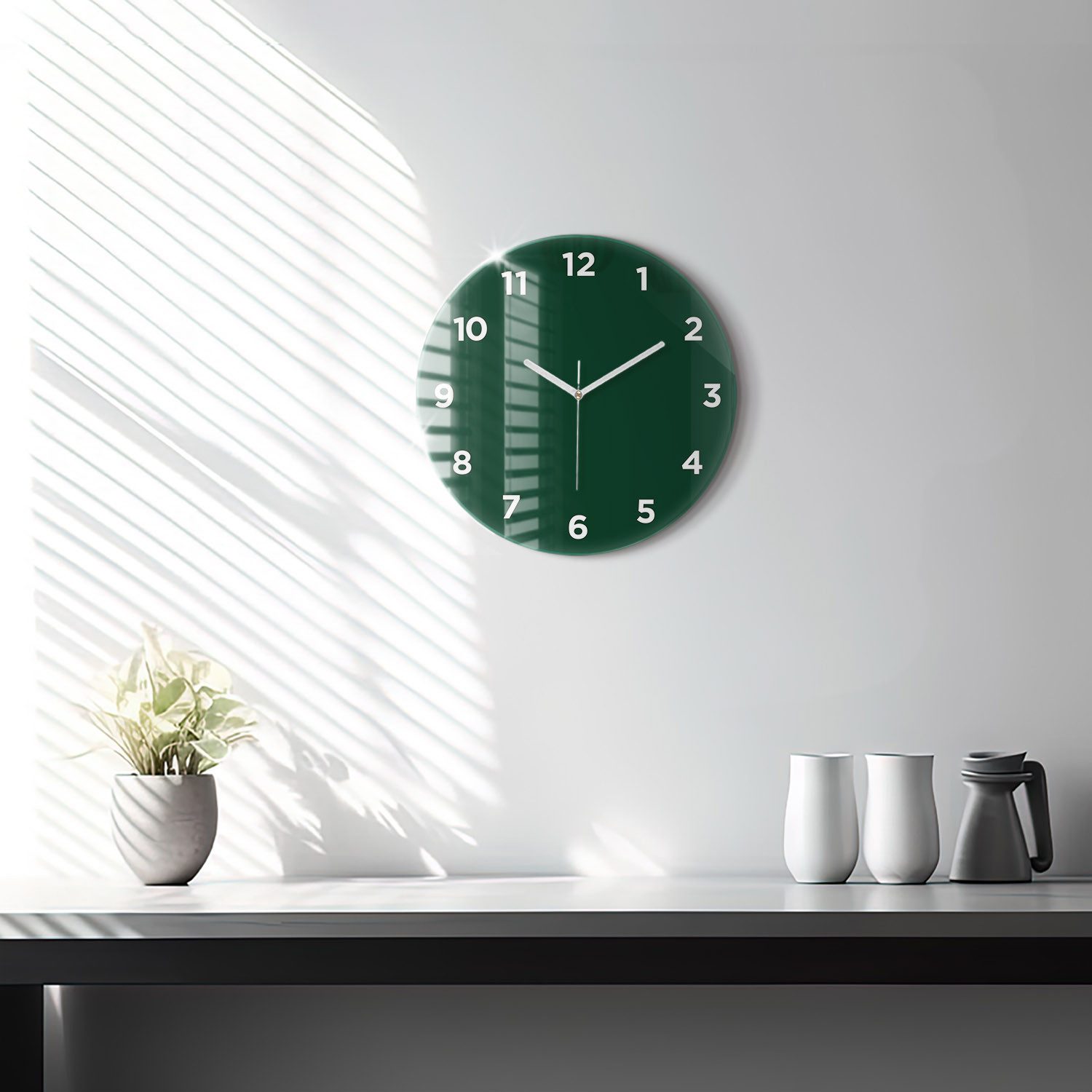 Tulup Wanduhr Wanduhr Glasrunde Uhr Moderne Glaswanduhr 30cm Uhr aus Gehärtetem Glas