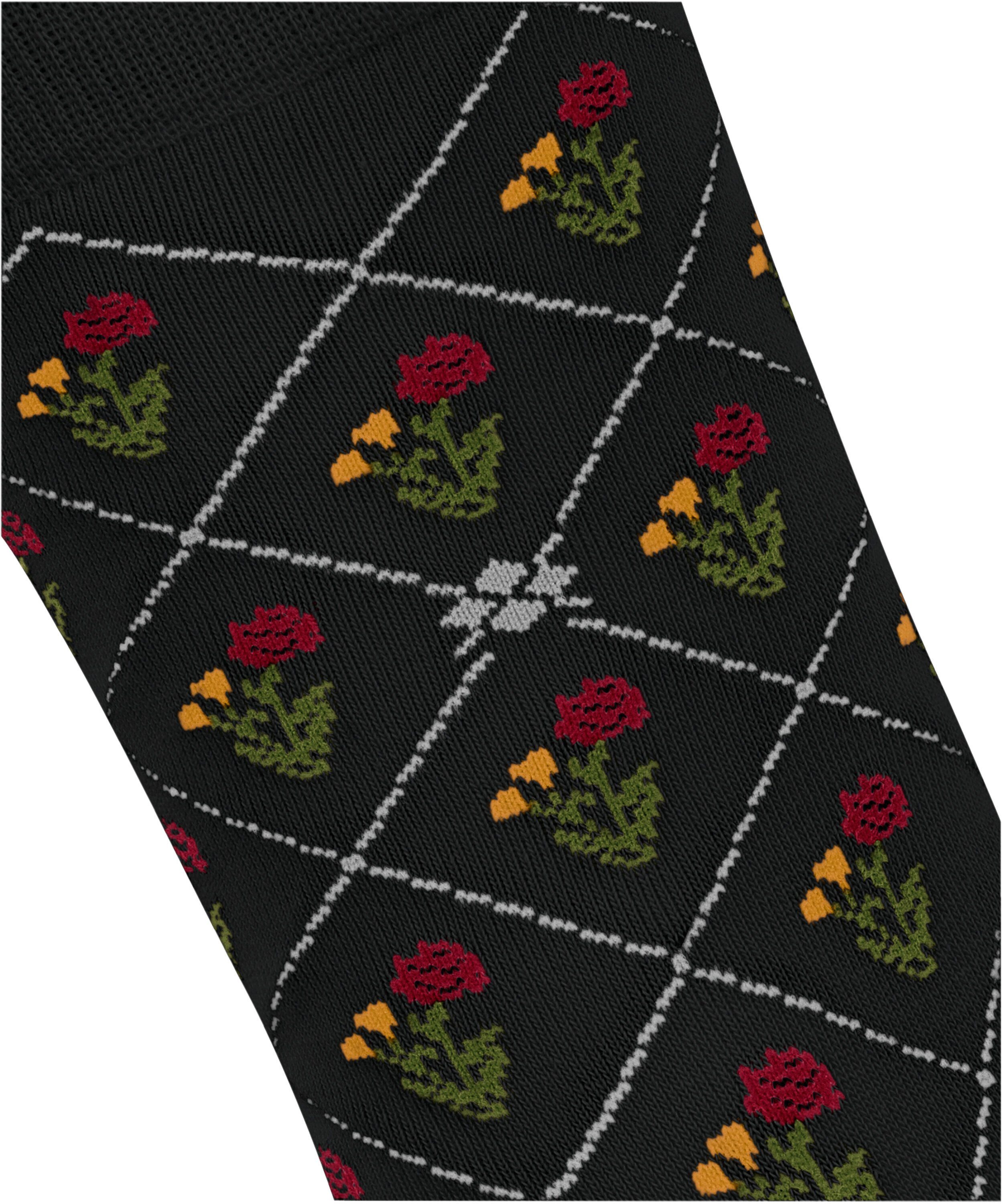 (3001) Socken Flower Burlington black (1-Paar)