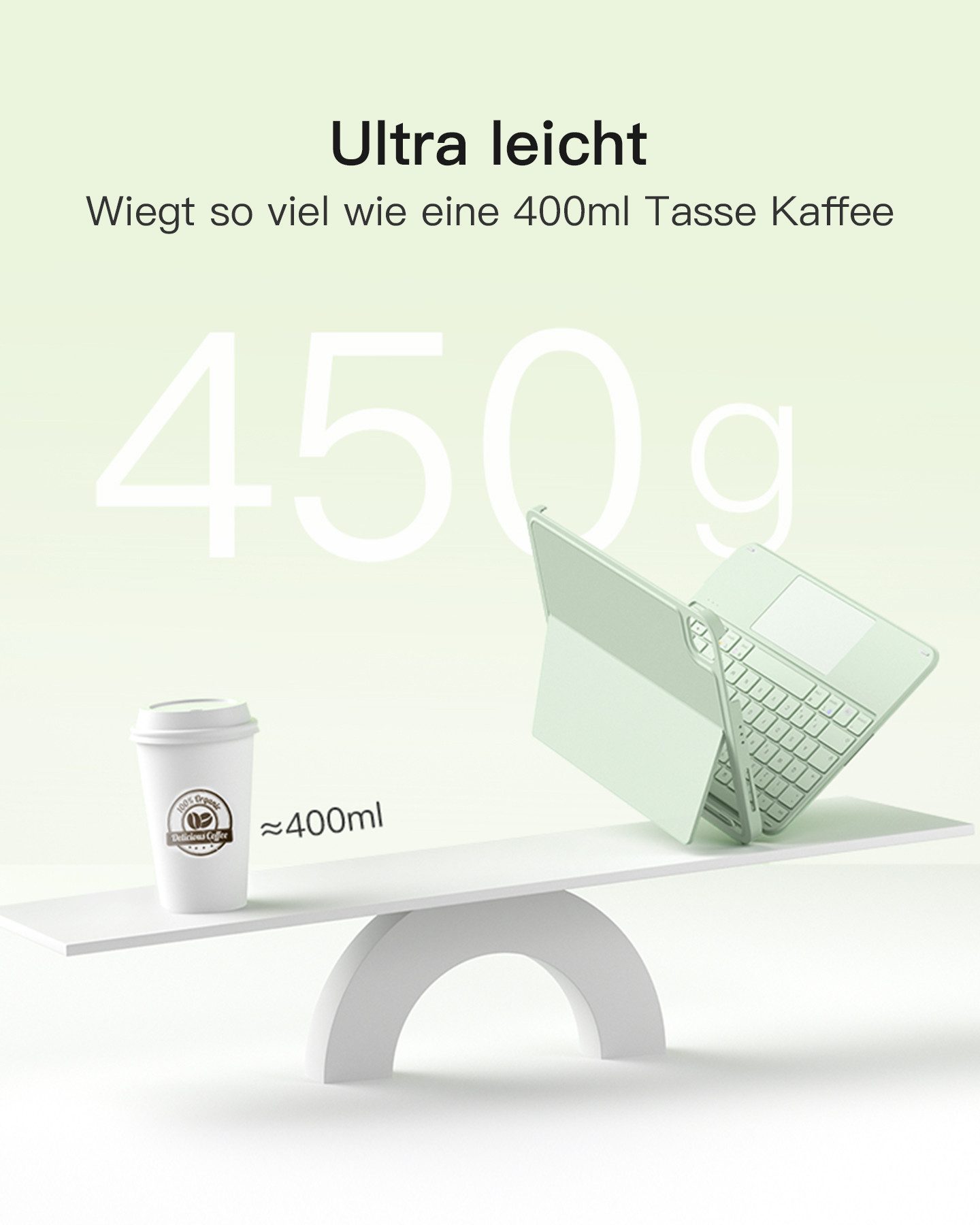 Inateck für iPad 11 Gen A16, 11 Zoll iPad Air M4 M3, iPad 10, iPad Pro 4/3/2/1 iPad-Tastatur (Ultraleichte, Abnehmbare Tastatur mit Touchpad, Tragbar)